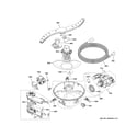 GE PDT785SBN2TS motor, sump & filter assembly diagram
