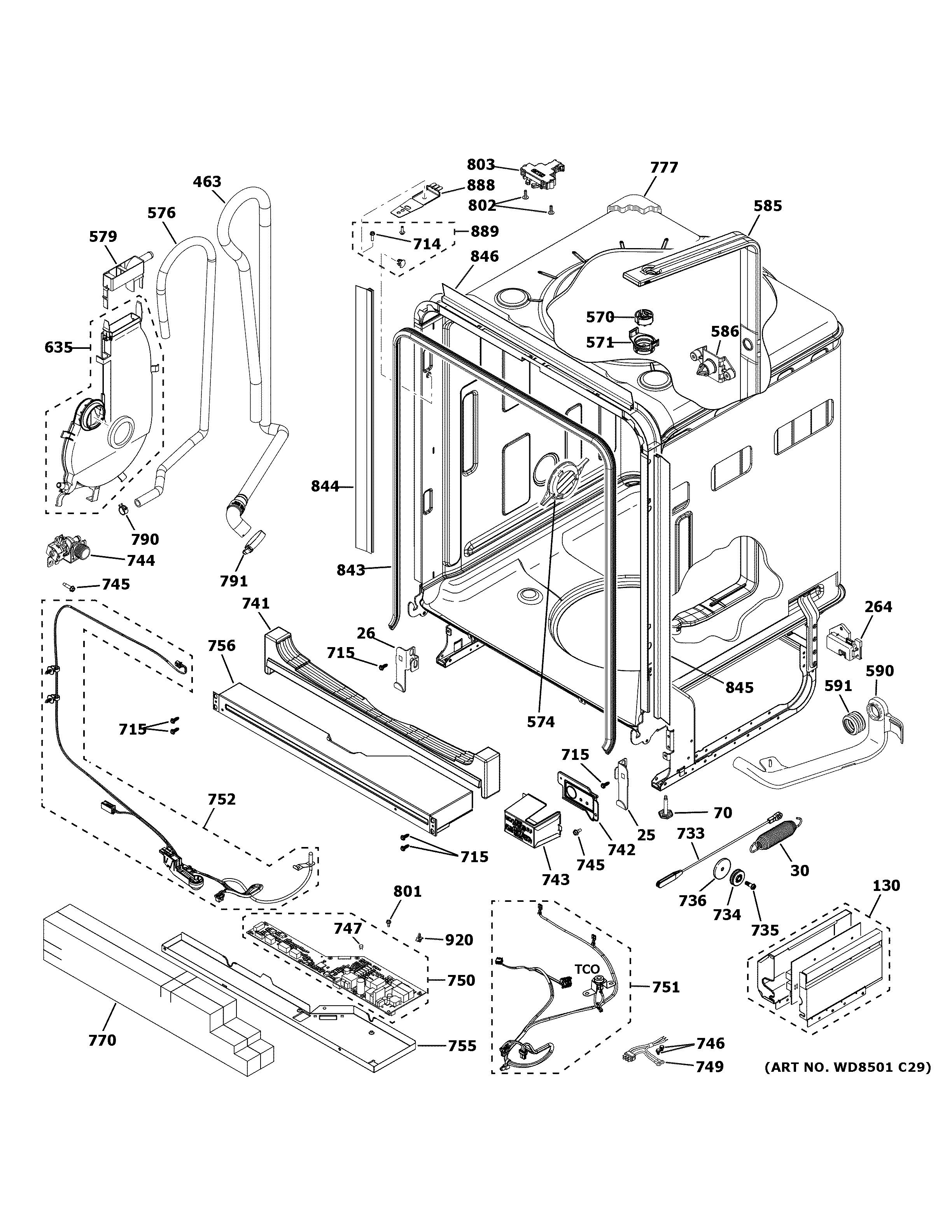 GE PDT775SBN2TS body parts (1) diagram