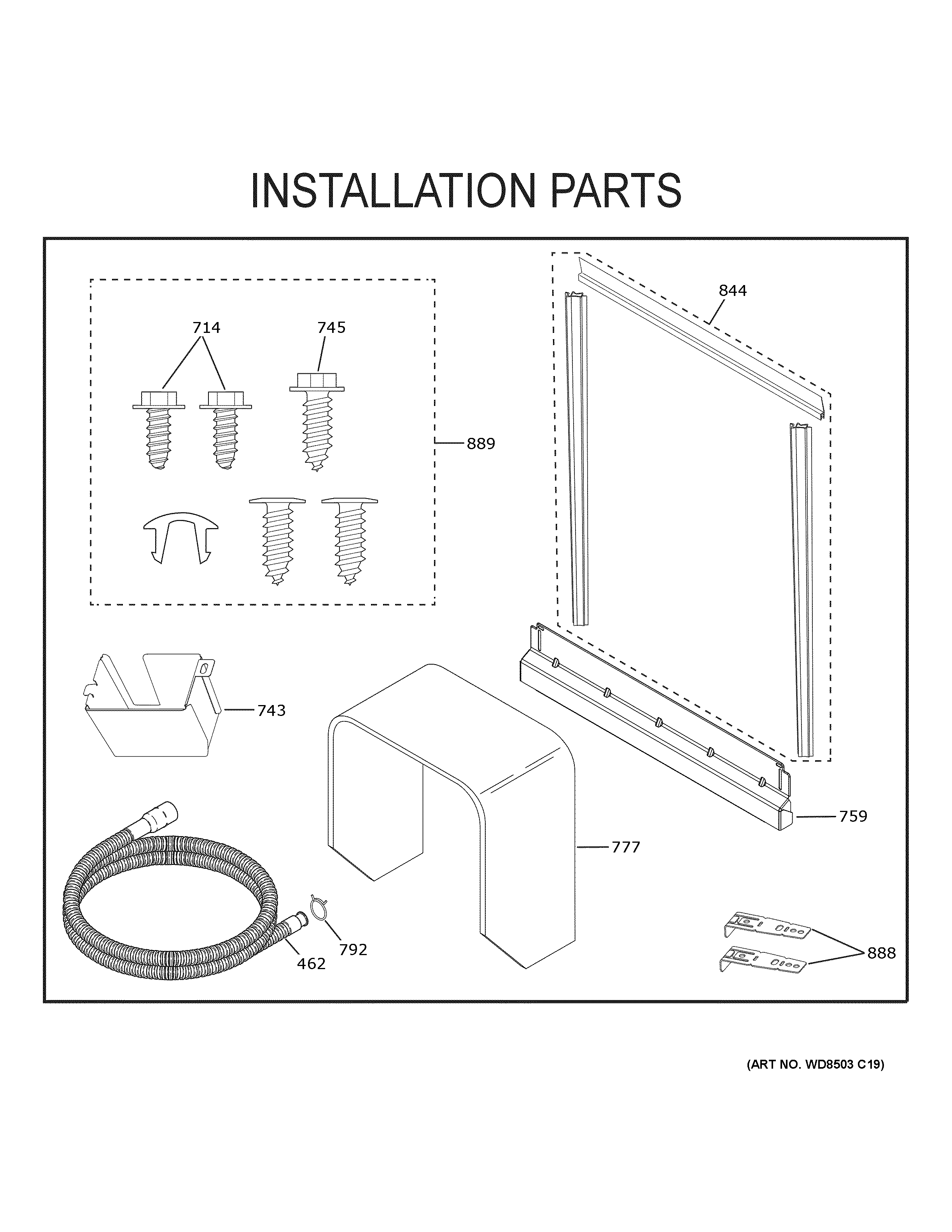 GE PDT715SMN5ES installation parts diagram
