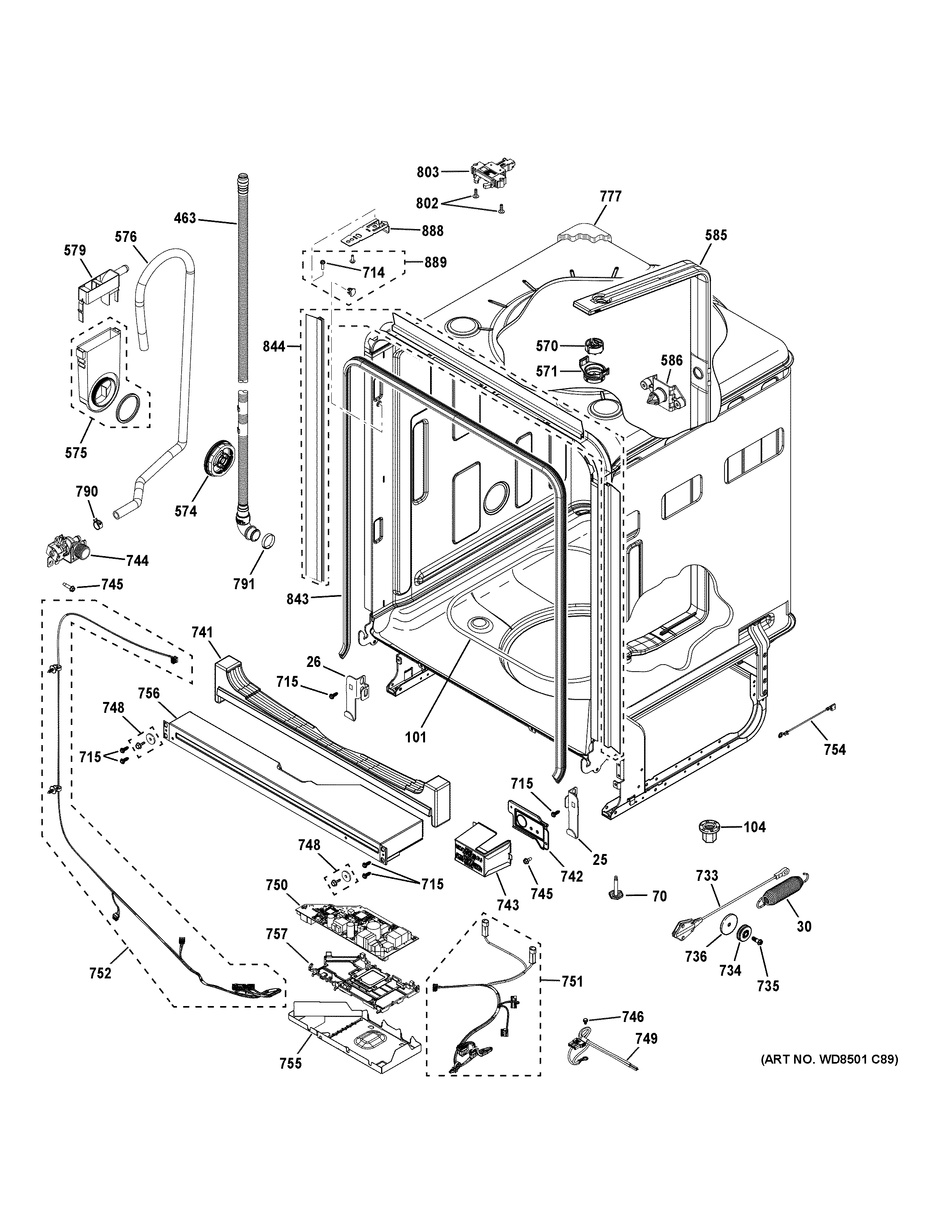 GE GDT665SGN8BB body parts (1) diagram