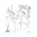GE CDT875P4N8W2 escutcheon & door assembly diagram