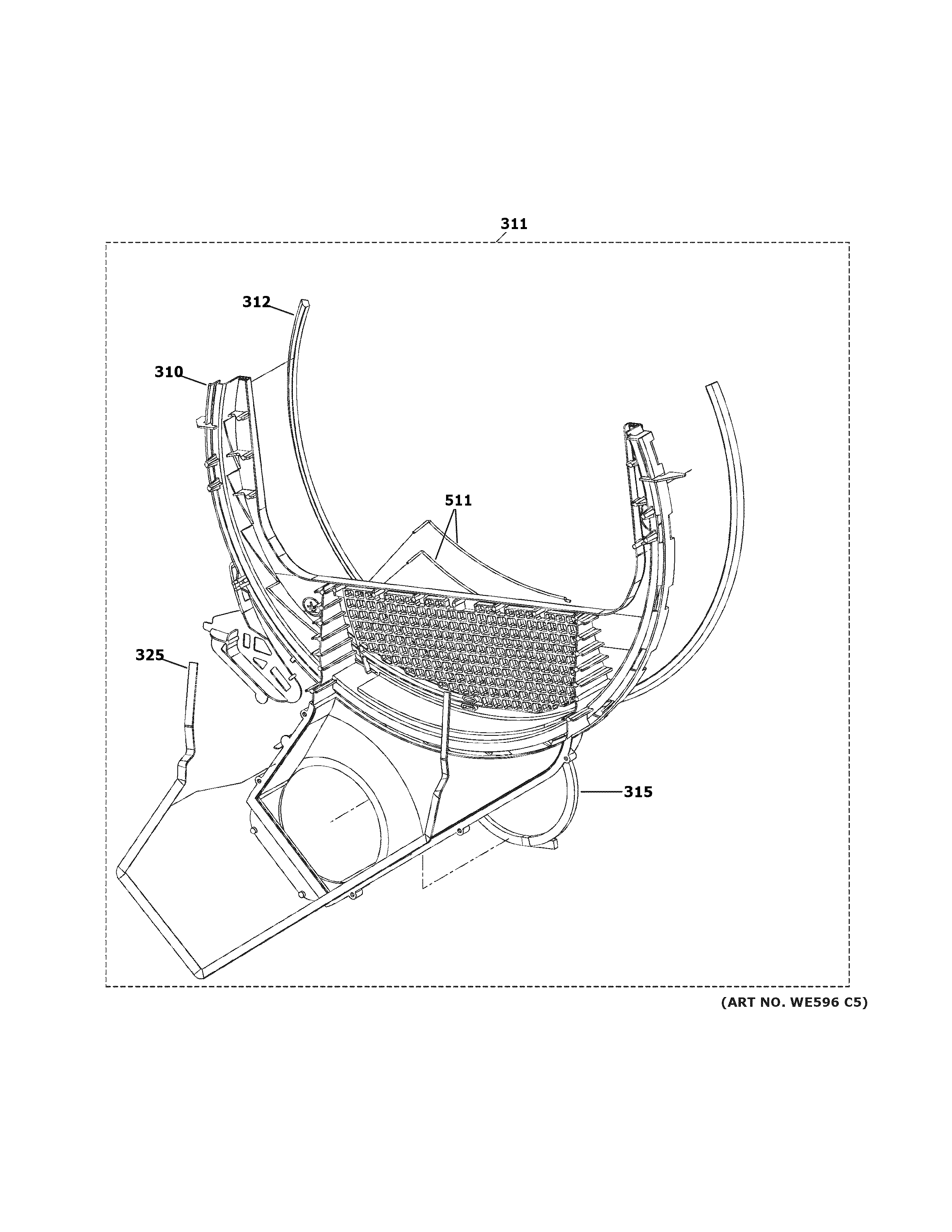 GE PTD70GBPT0RS trap duct assembly diagram