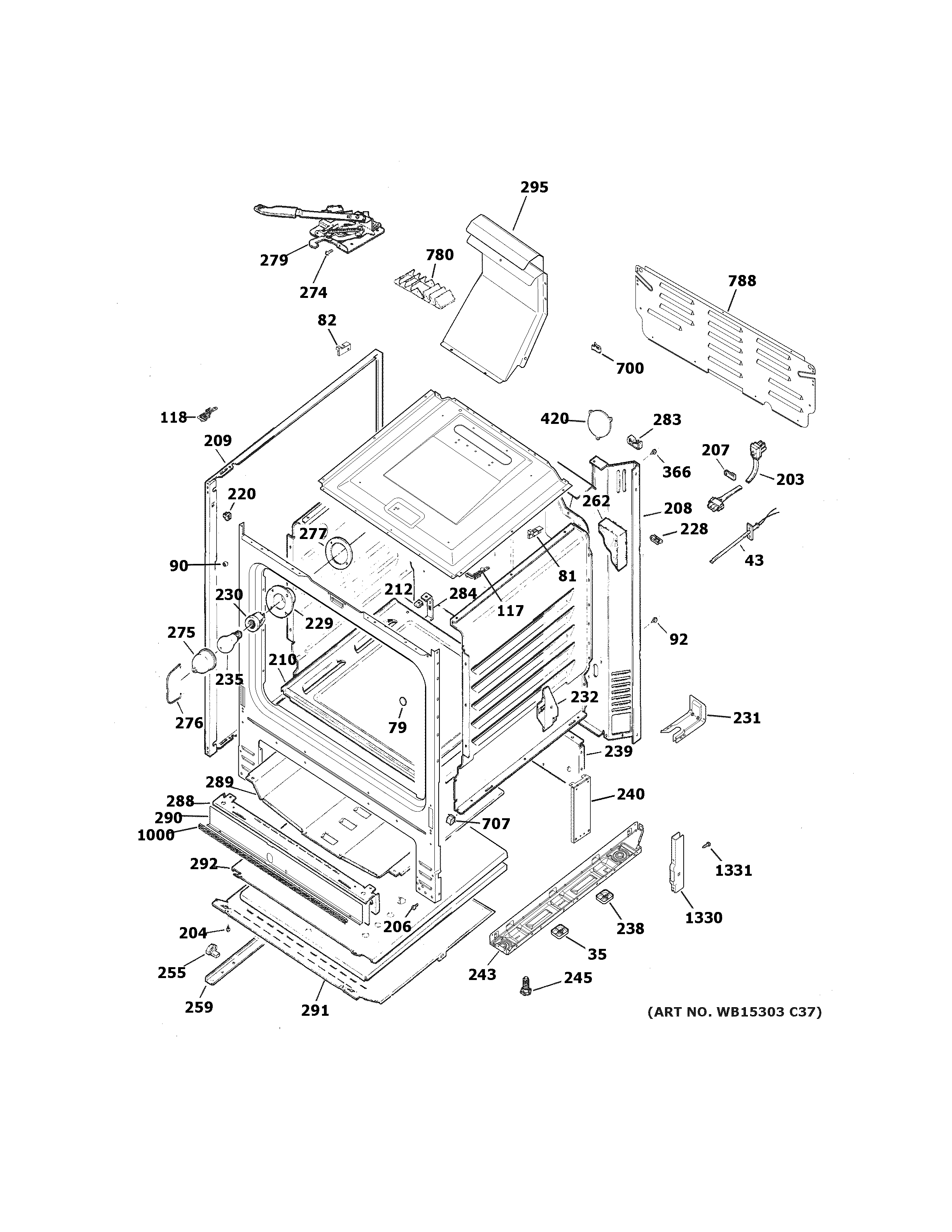 GE JGB635DEK5WW body parts diagram