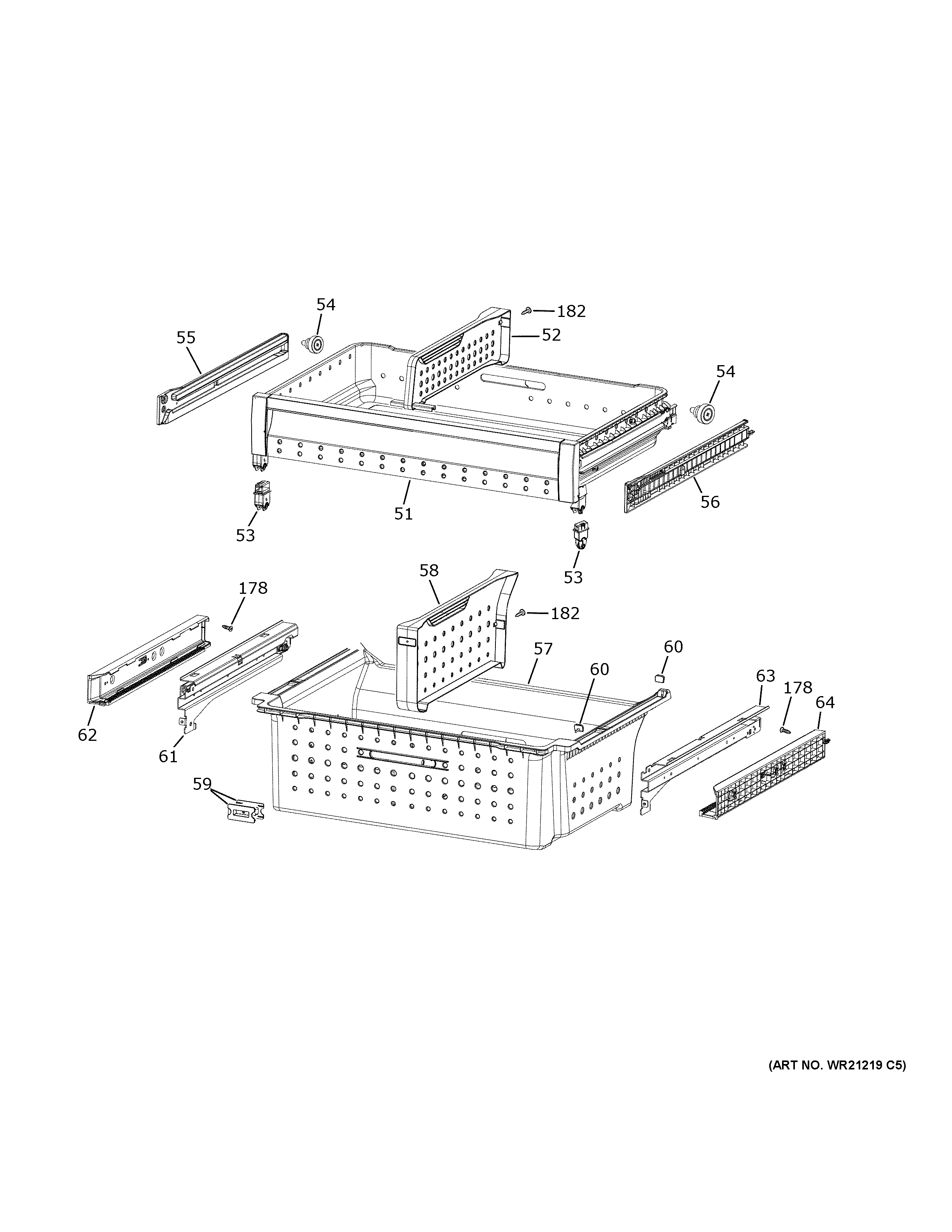GE PVD28BYNCFS freezer shelves diagram
