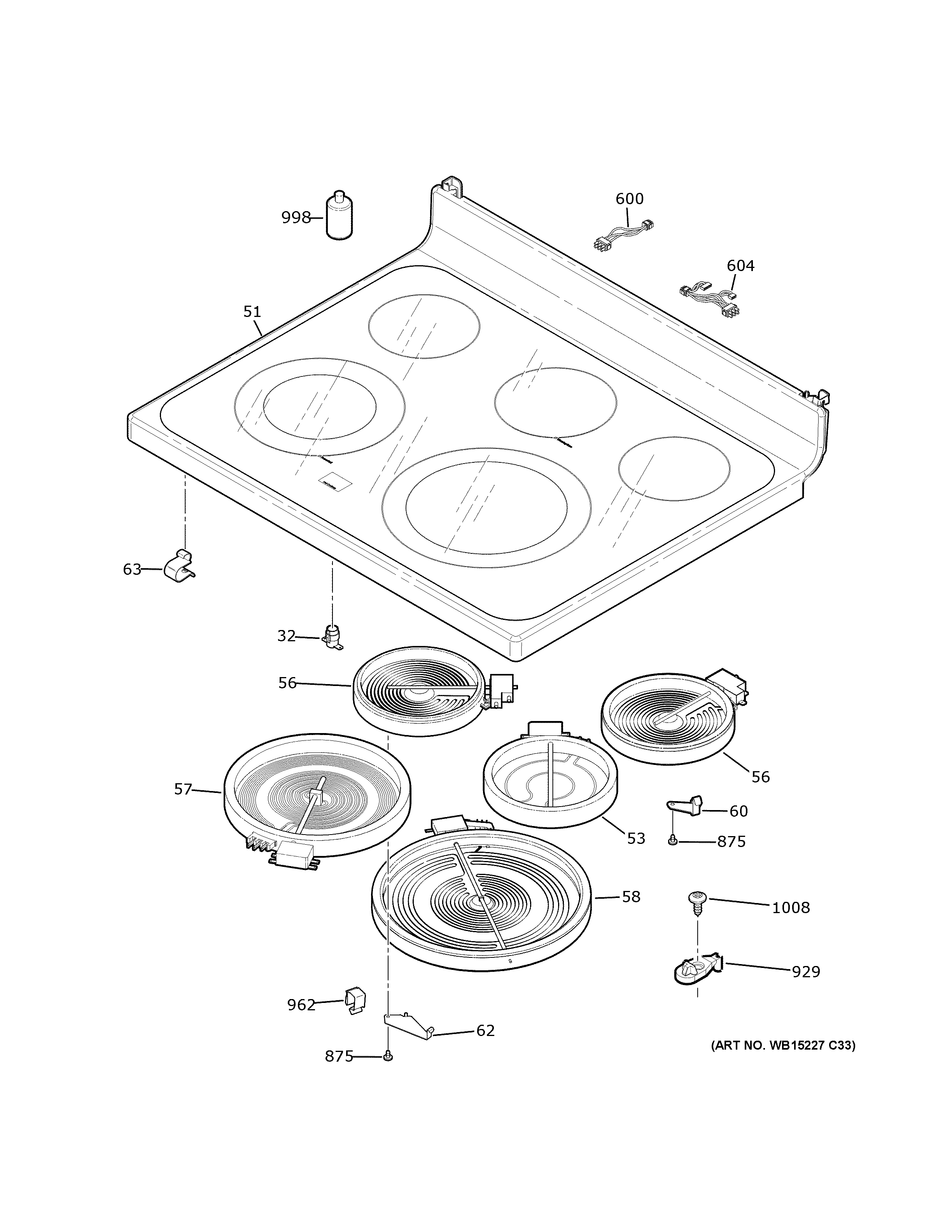 GE JB735SP4SS cooktop diagram