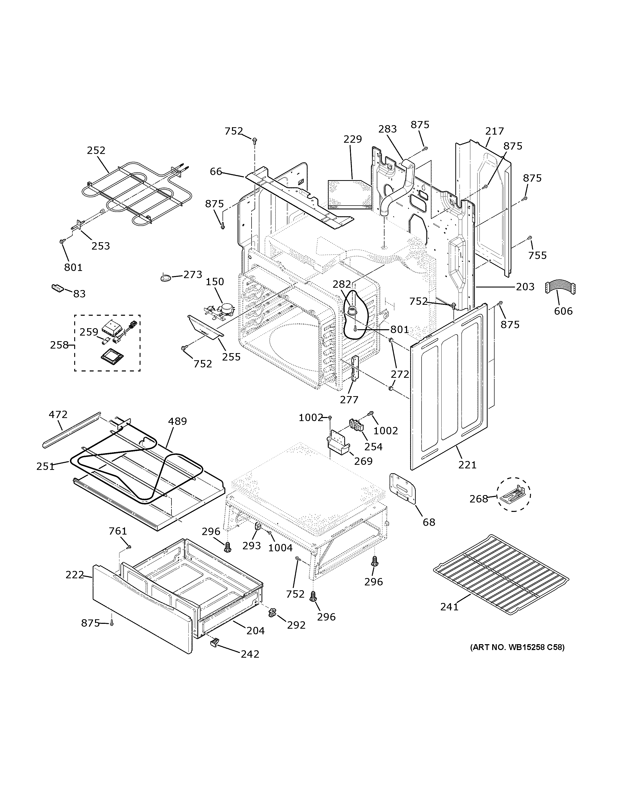 GE JB735SP4SS body parts diagram