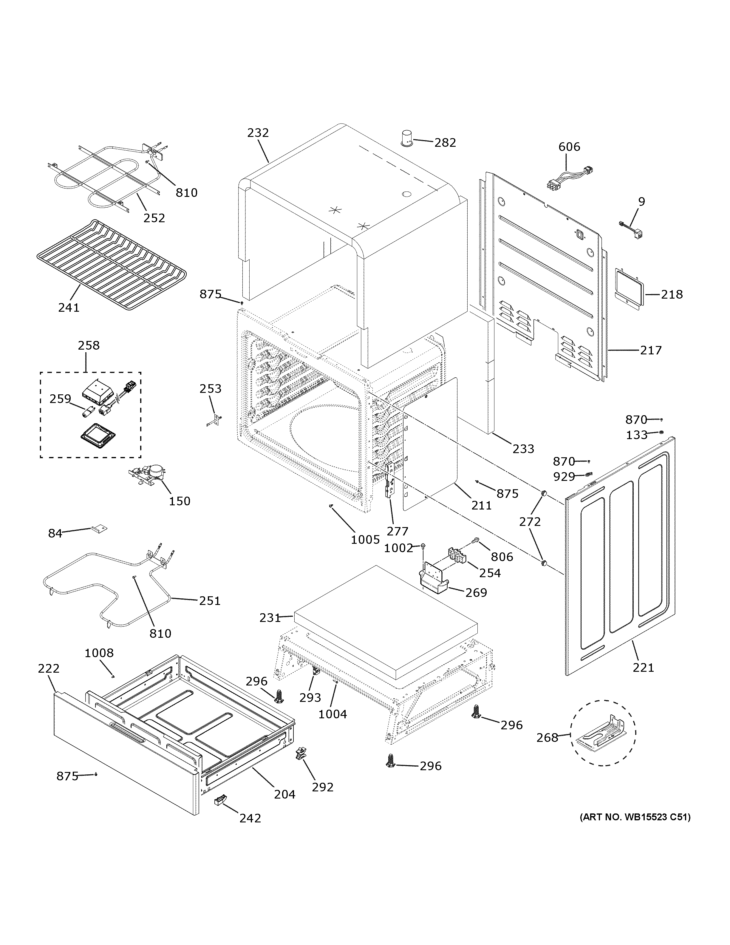 GE JS645EL8ES body parts diagram