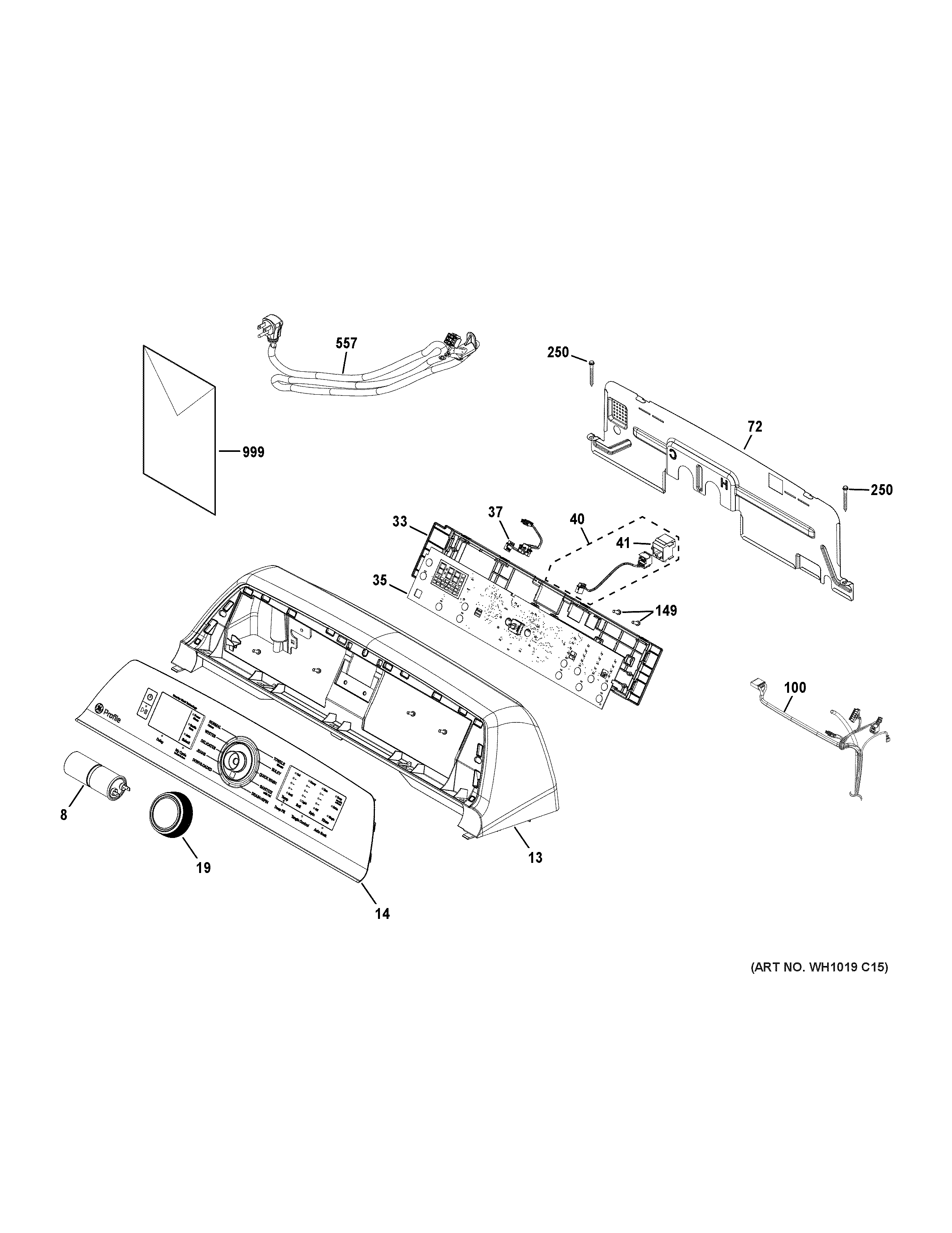 GE PTW605BPR1DG controls & backsplash diagram