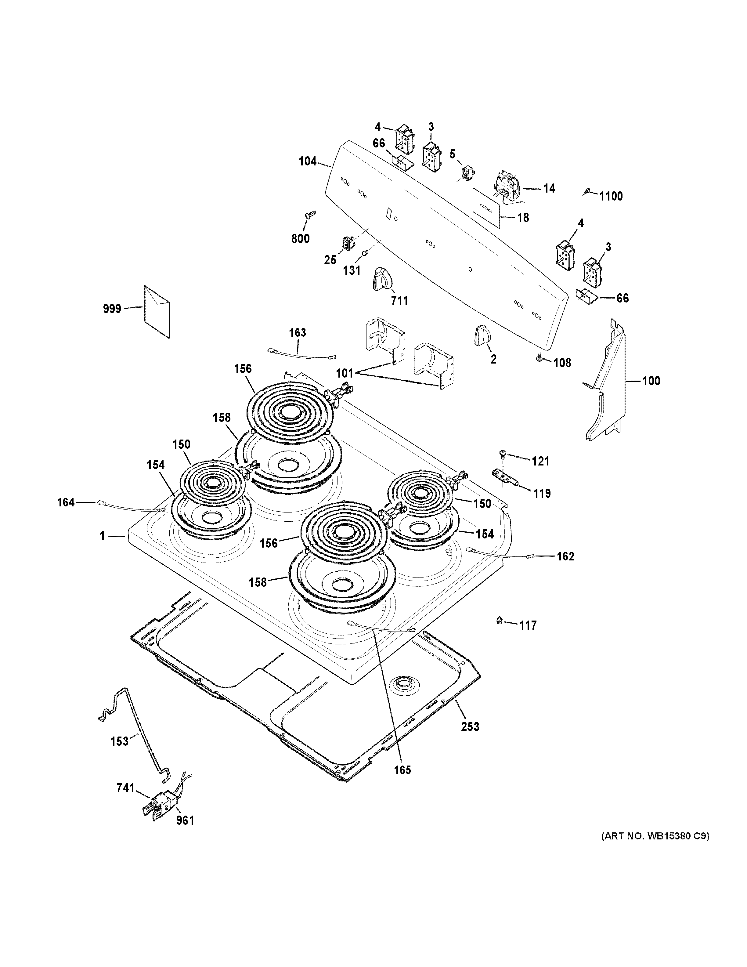Hotpoint RBS330DR2WW control panel & cooktop diagram