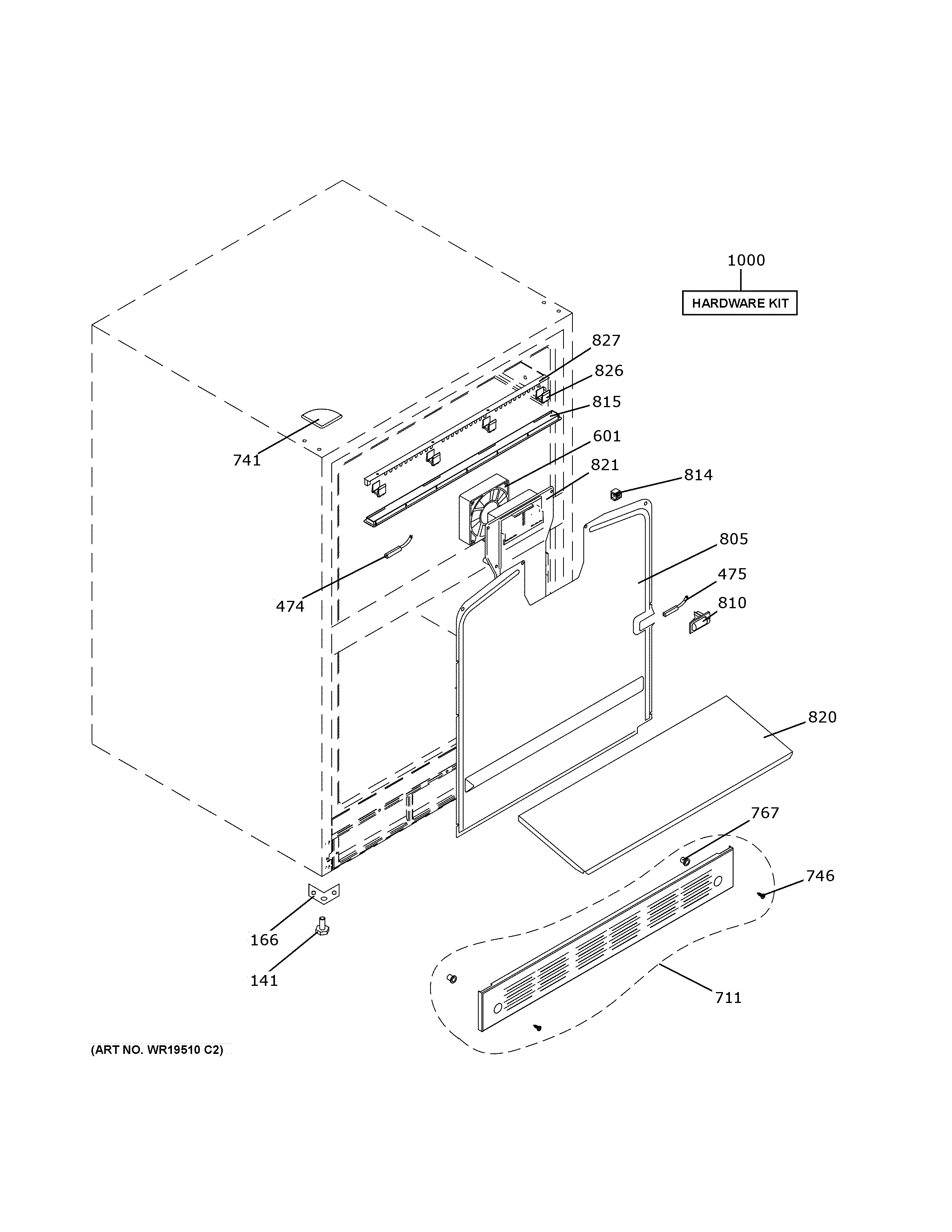 GE ZIDS240WBSS cabinet & shelves diagram
