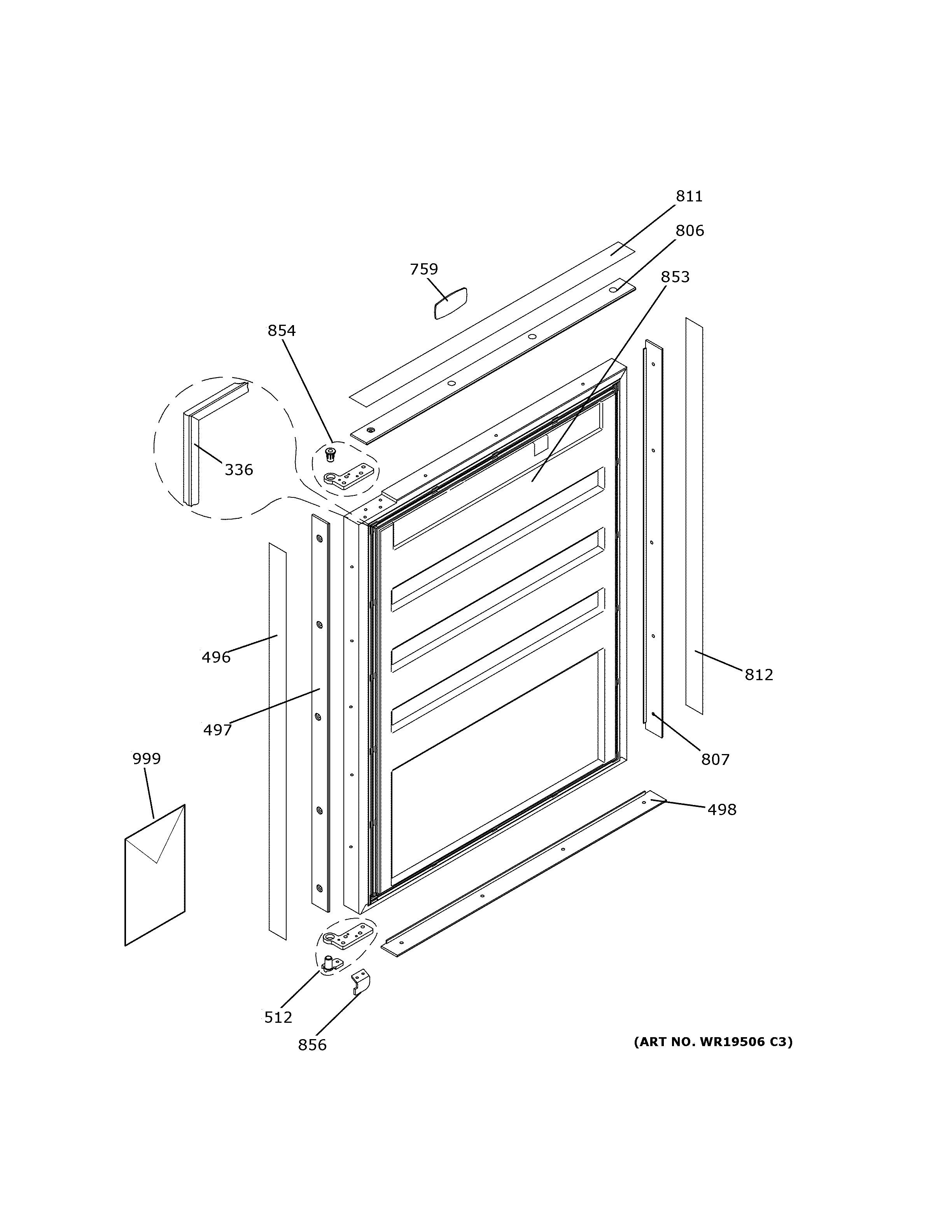 GE ZIFI240HCII door diagram