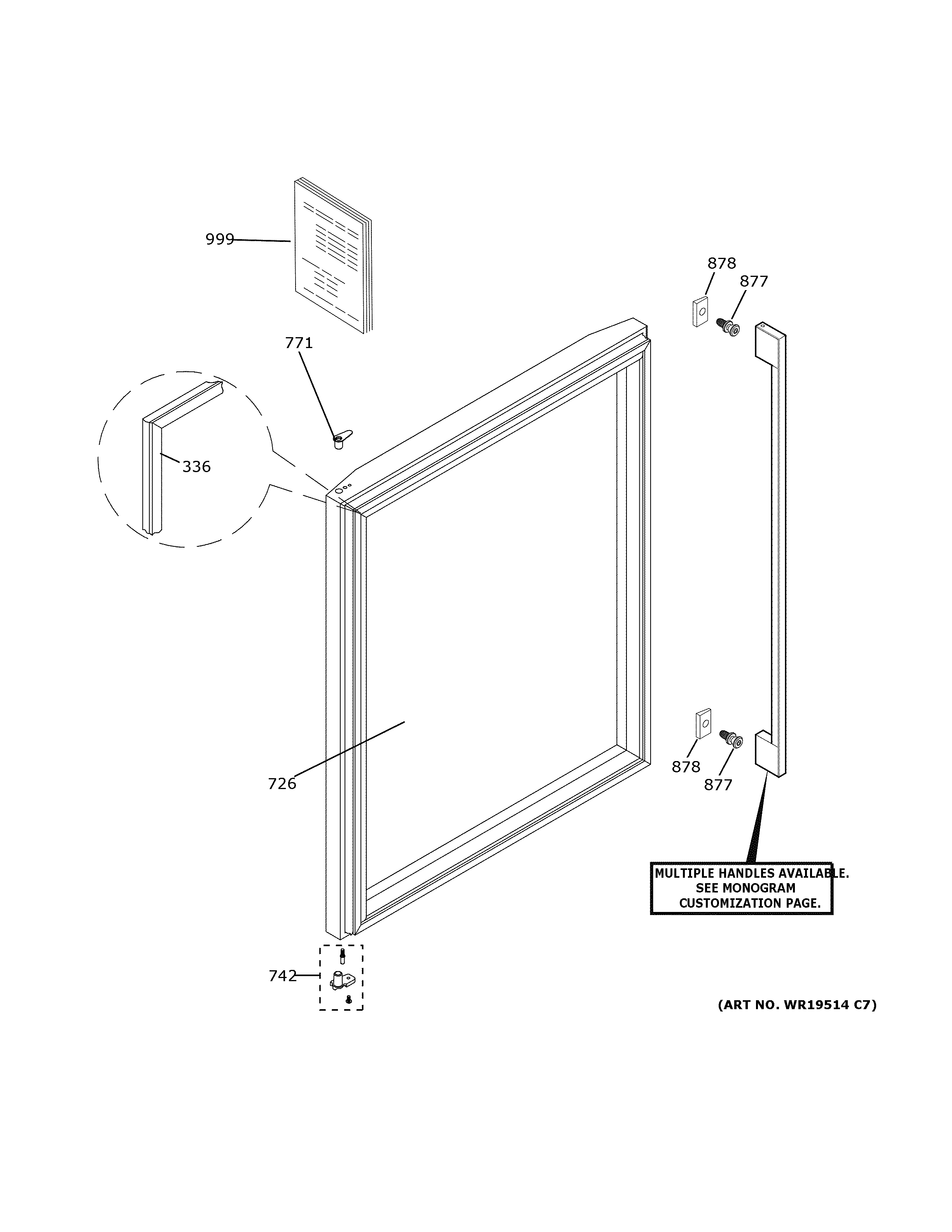 GE ZDWR240NDBS door diagram