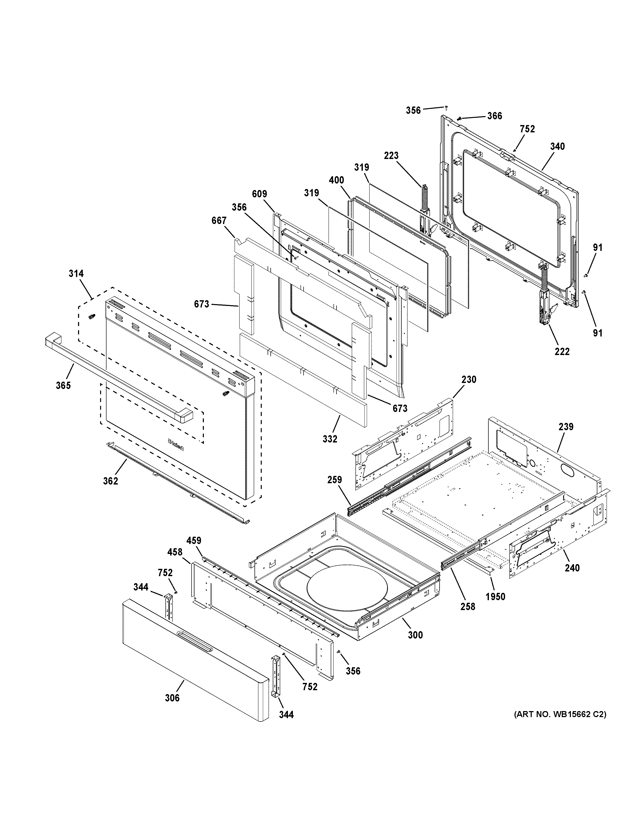 Haier QSS740RN2SS door & drawer parts diagram