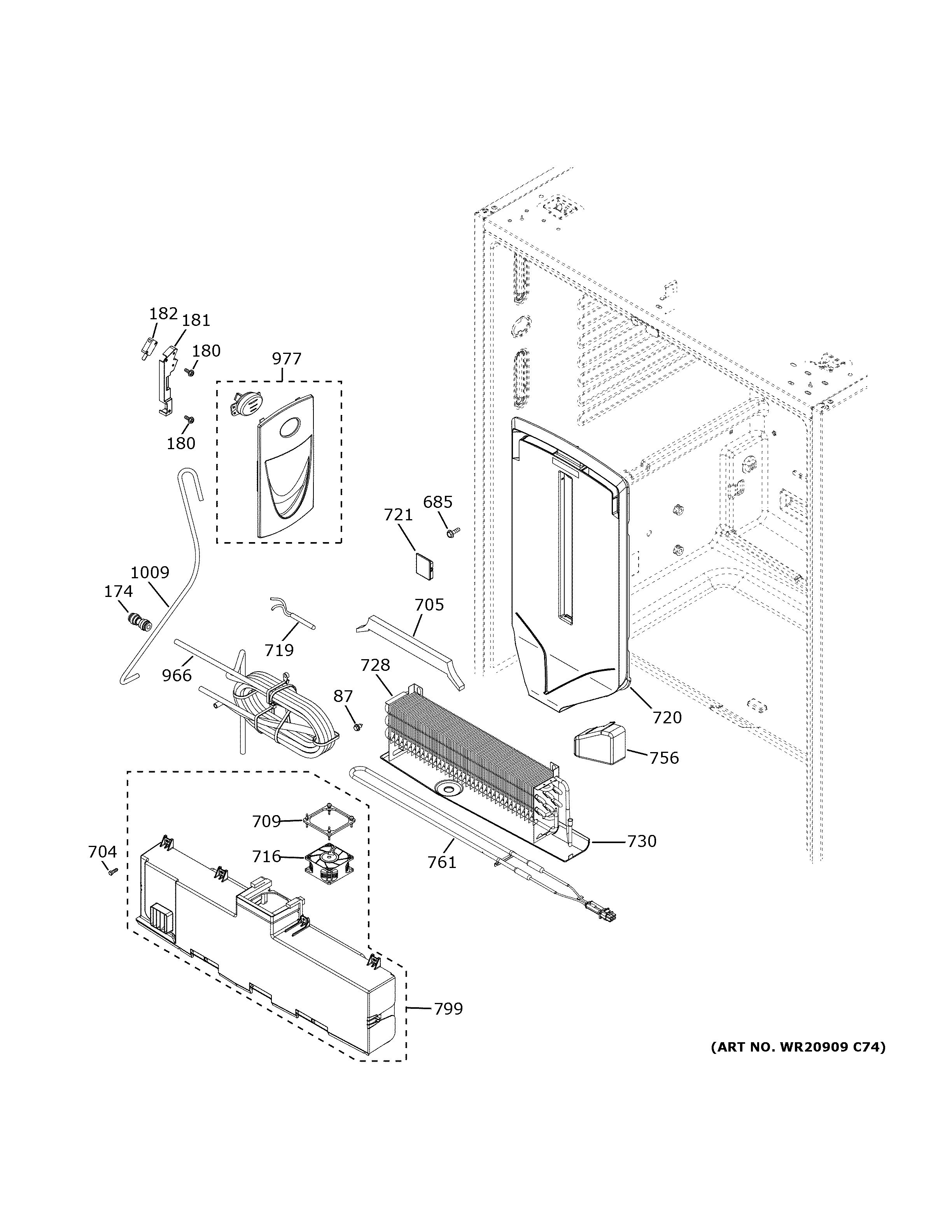 GE ZWE23PSNESS fresh food section diagram