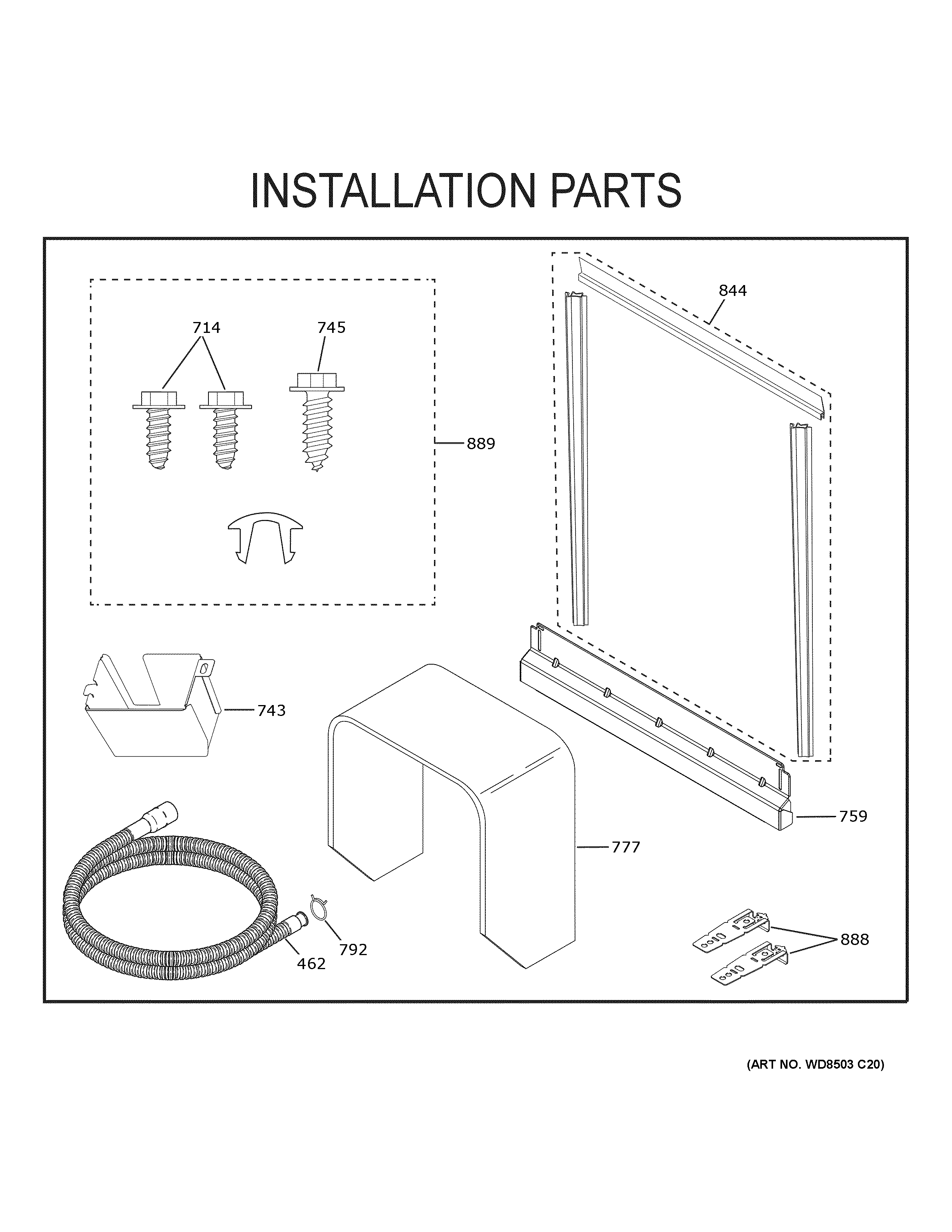 GE GDT665SSN8SS installation parts diagram