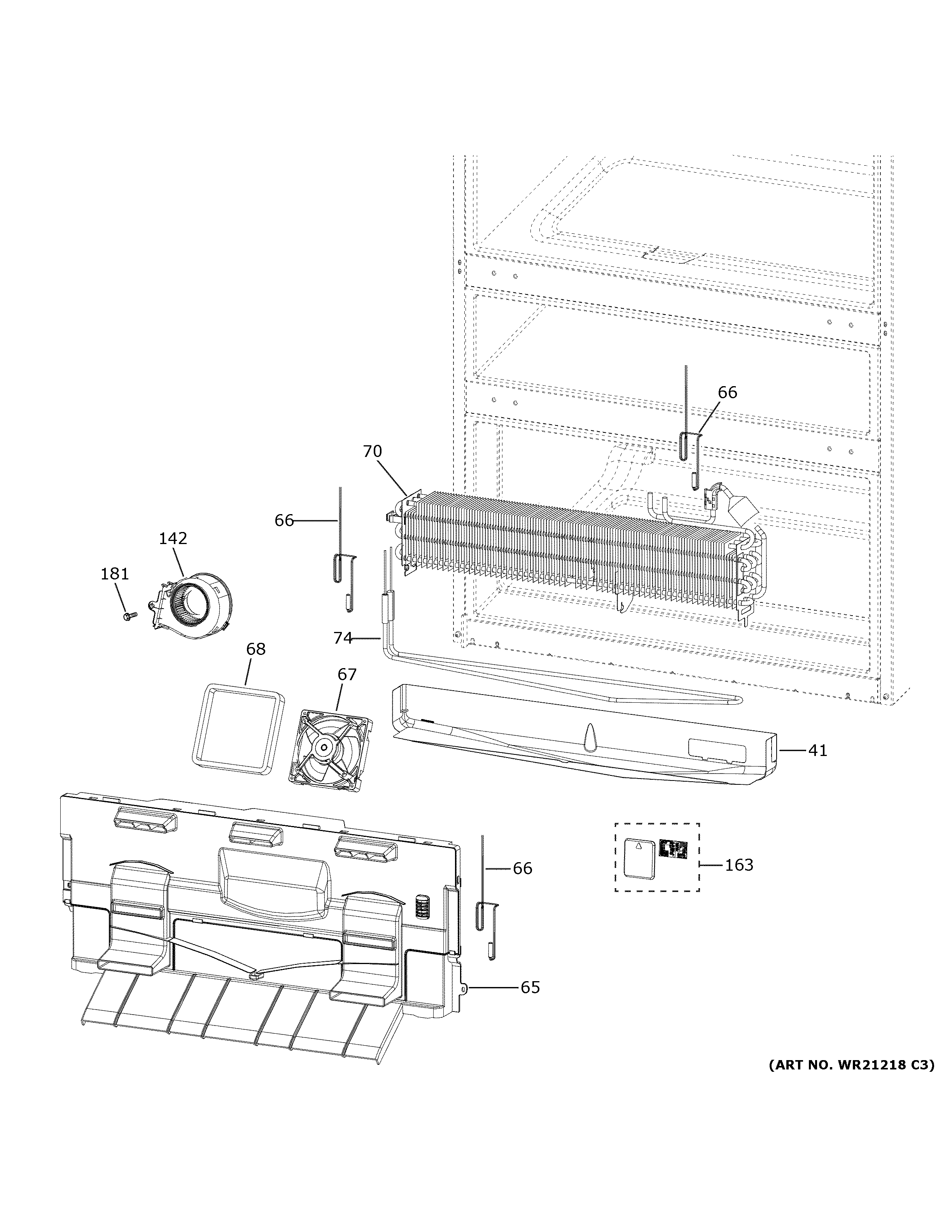 GE CXE22DM5PBS5 freezer section diagram