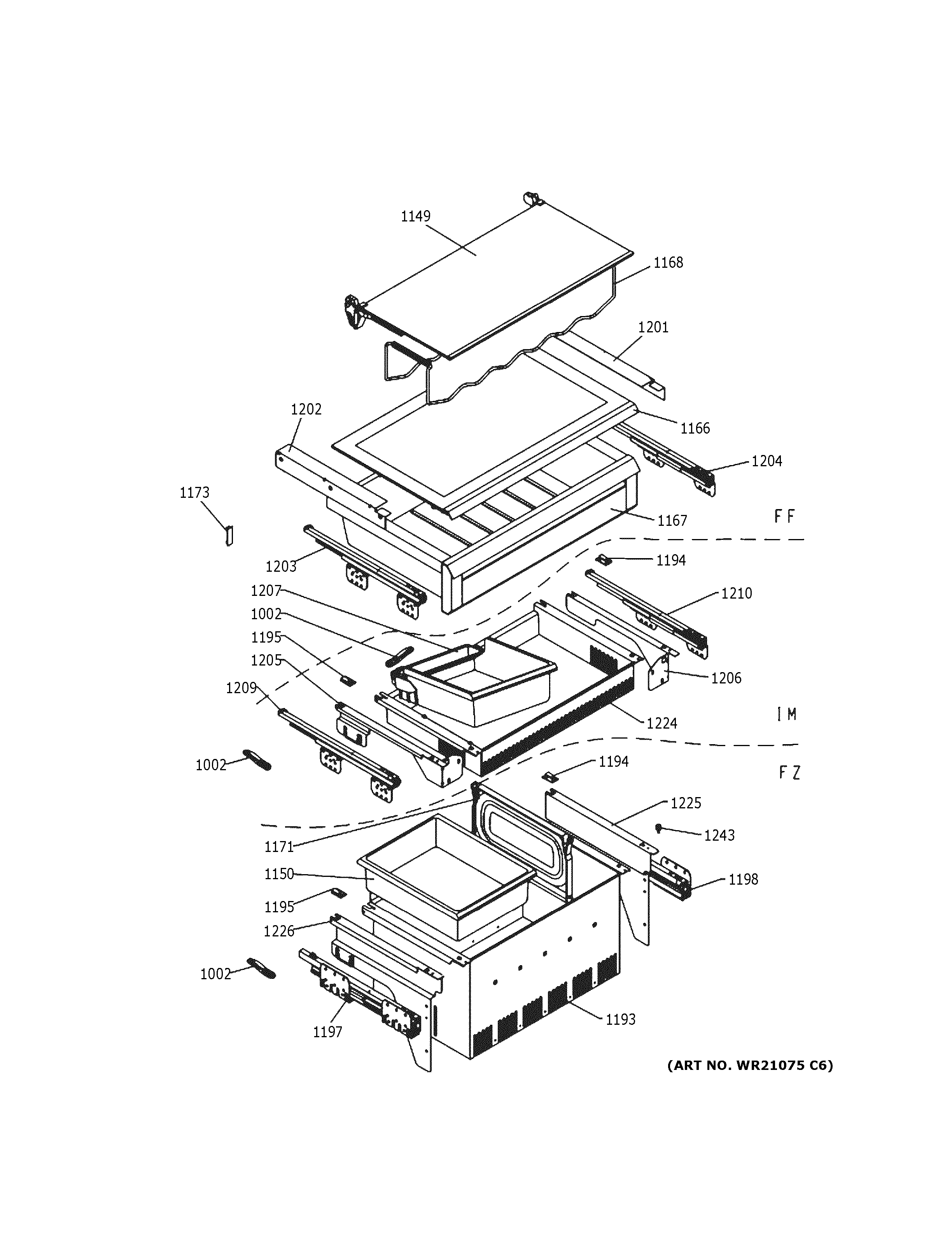GE ZIC30GNNCII shelves & drawers diagram