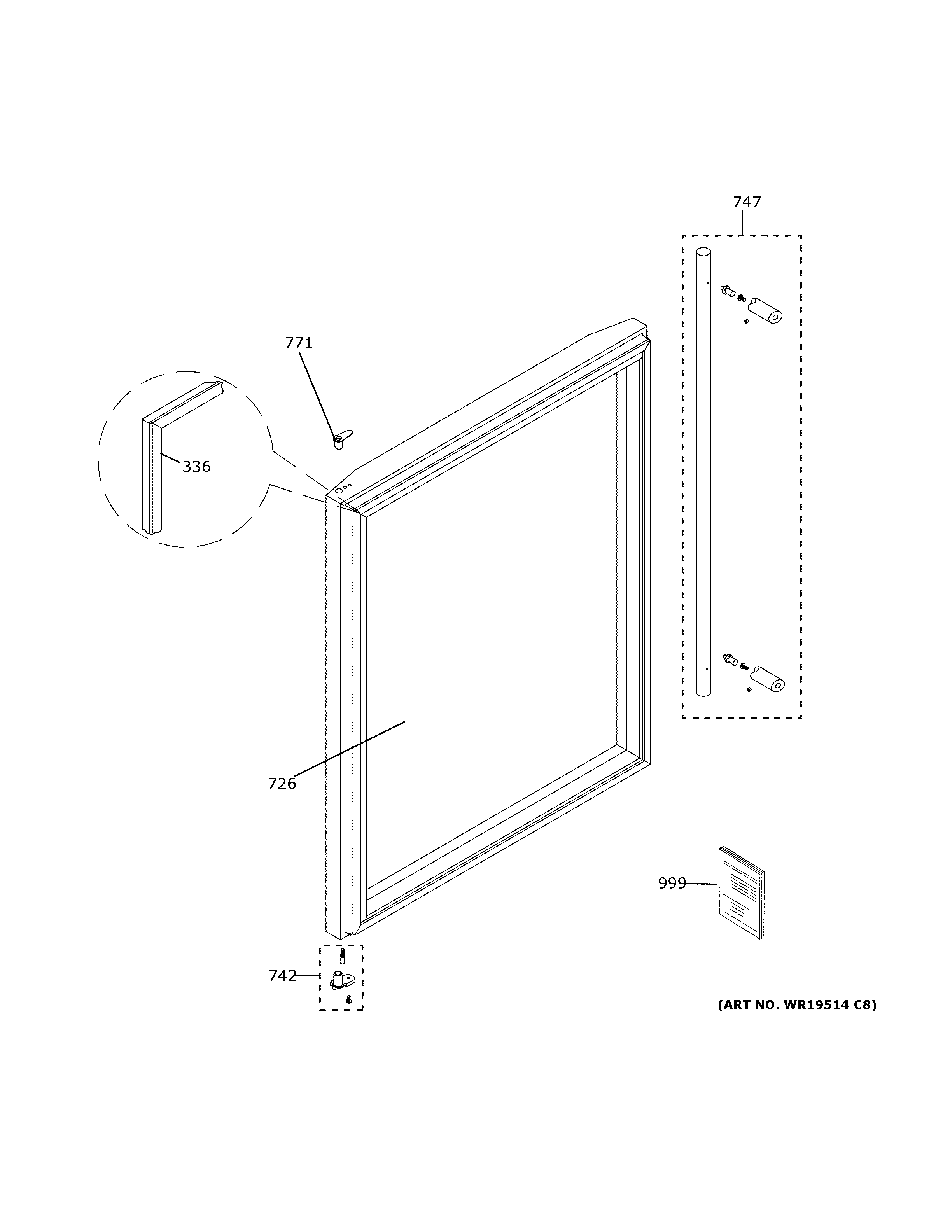 GE ZDWI240HCII door diagram