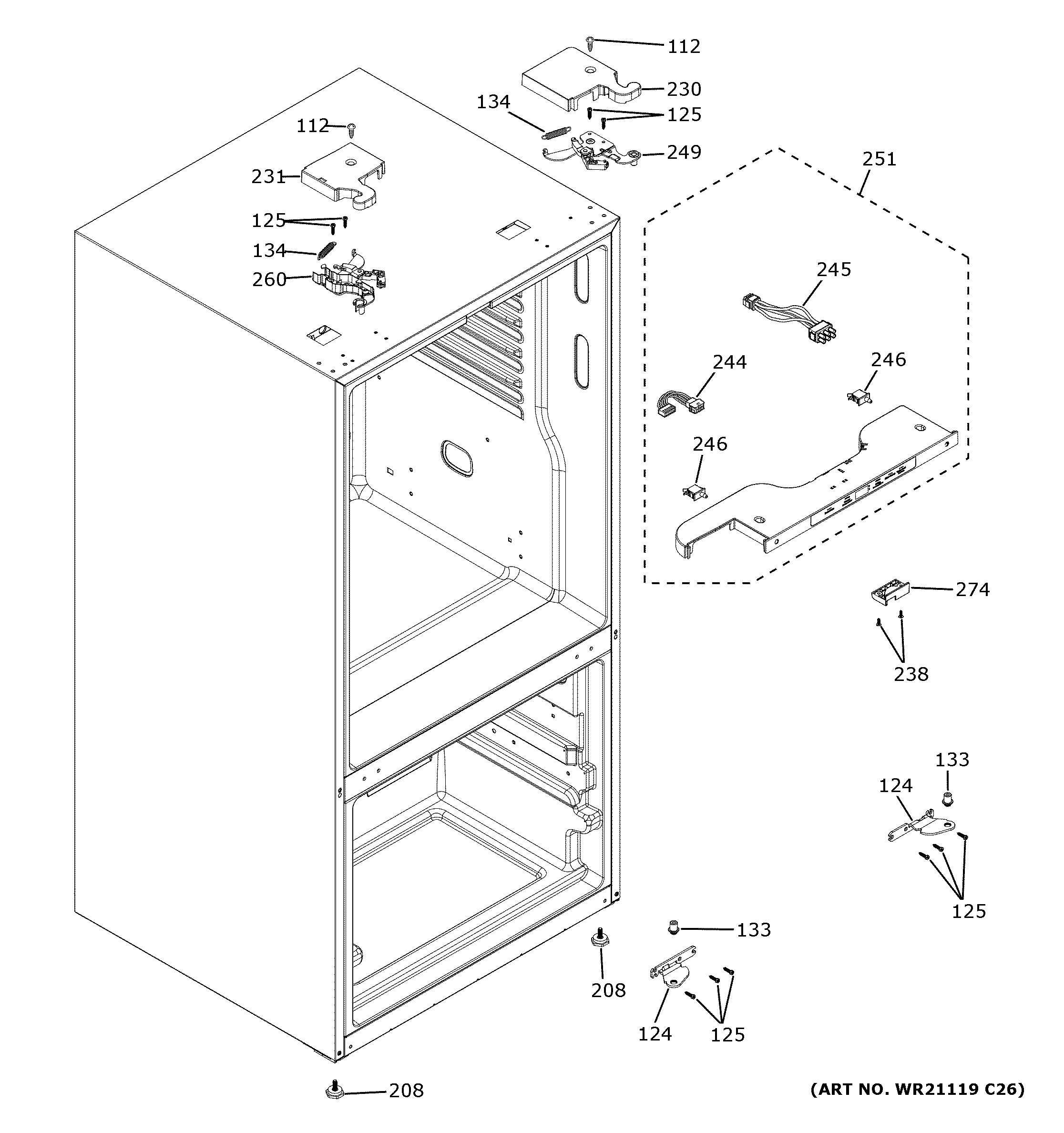 GE GNE25JGKXFWW case parts diagram