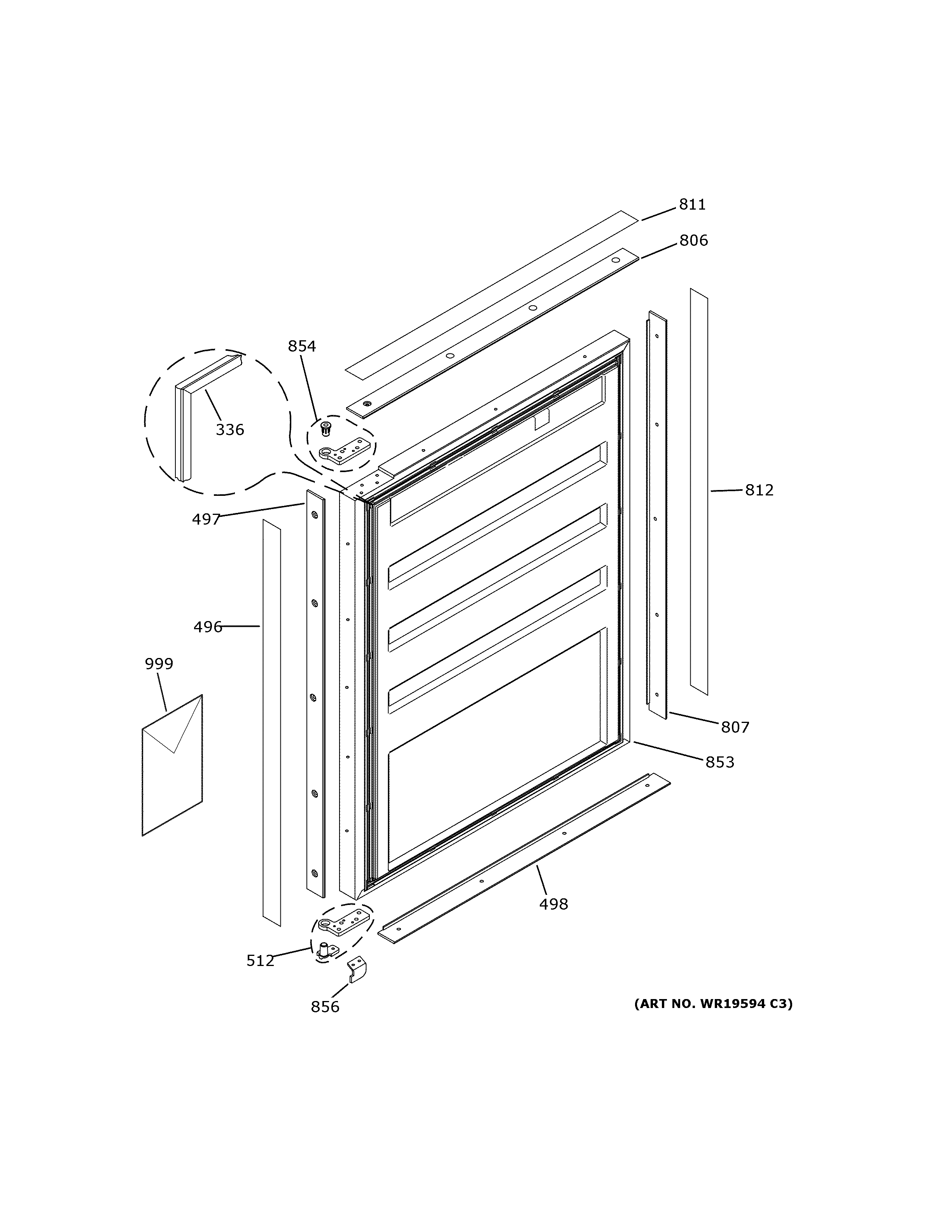 GE ZIBI240HCII door diagram