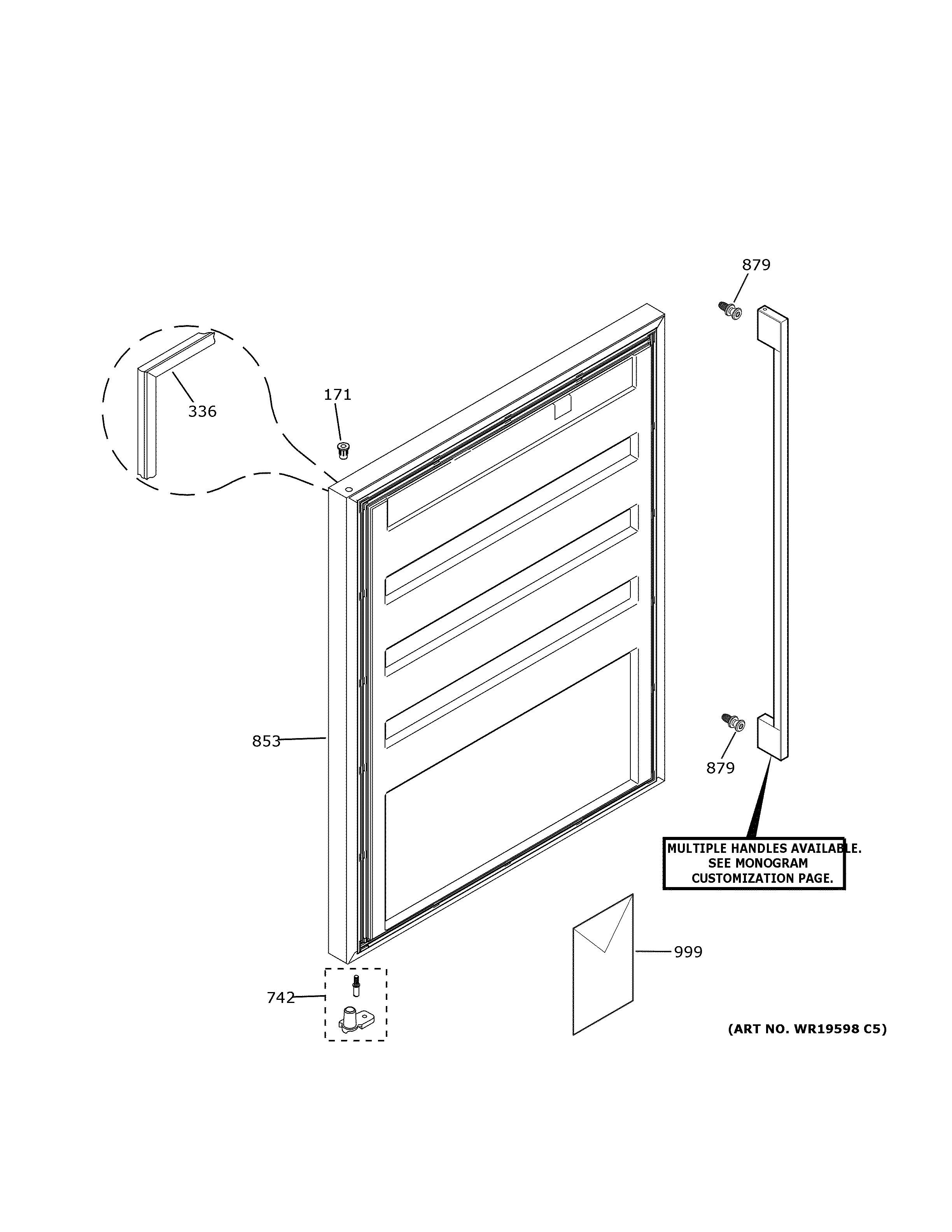 GE ZIBS240NDSS door diagram