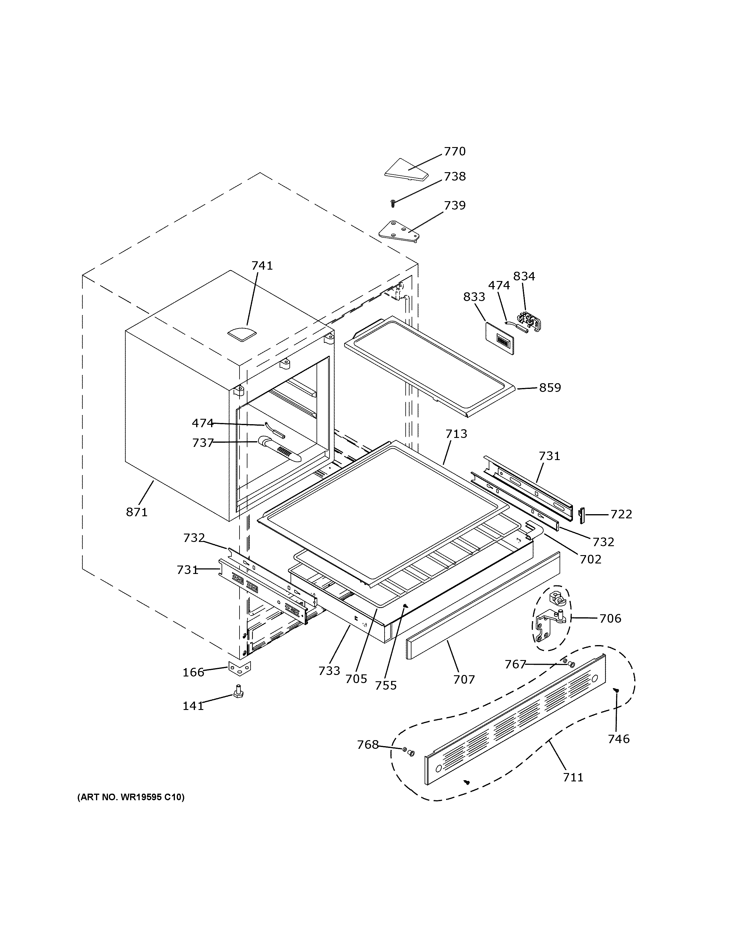 GE ZIBS240NDSS cabinet & shelves diagram