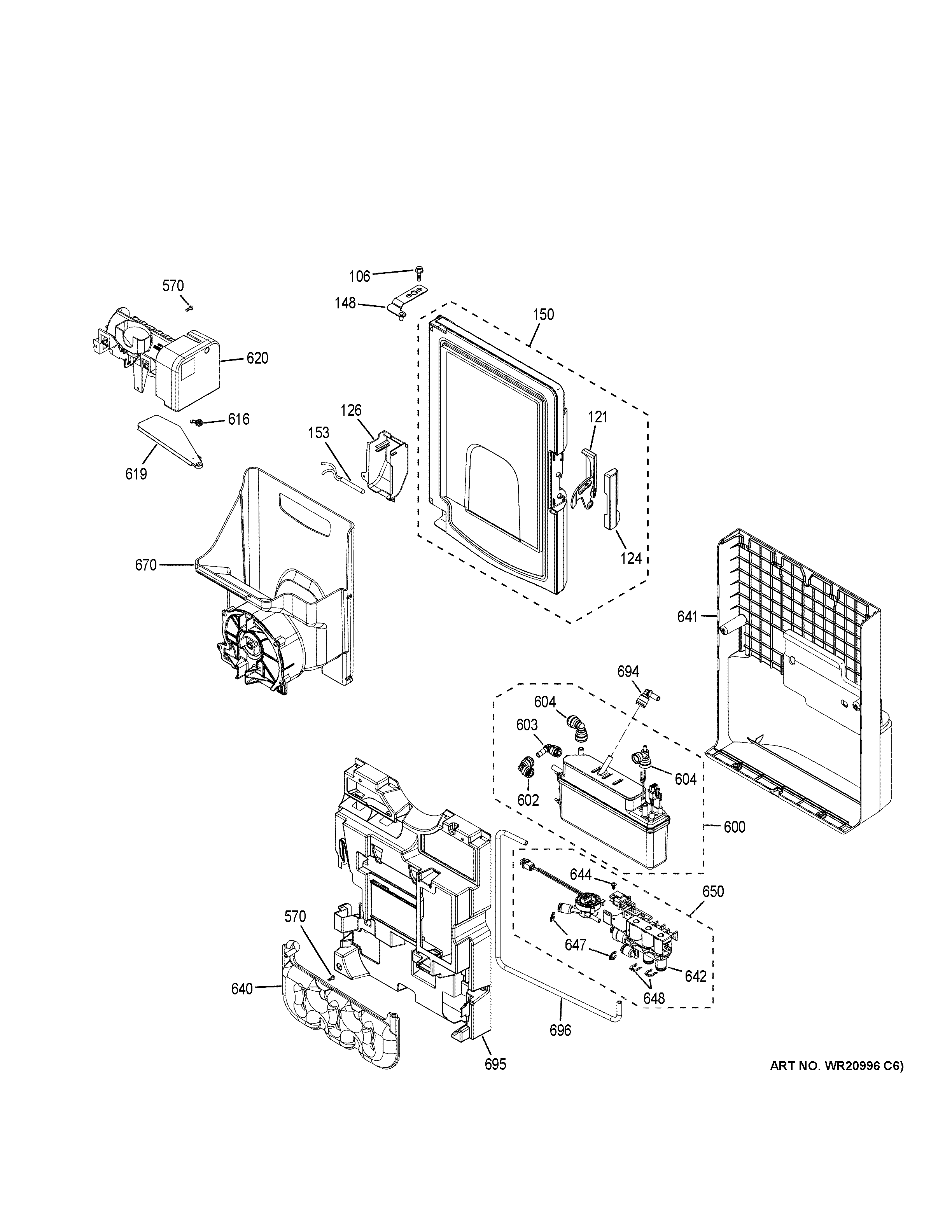 GE CYE22TP4MFW2 ice maker & dispenser diagram