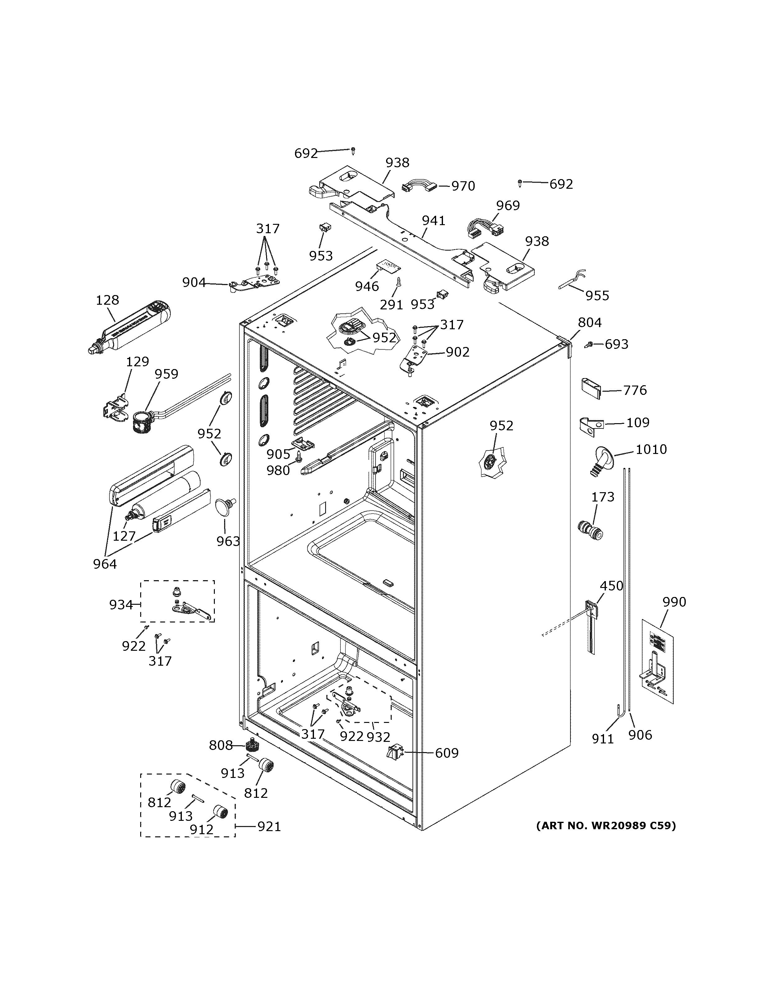 GE ZWE23PSNDSS case parts diagram