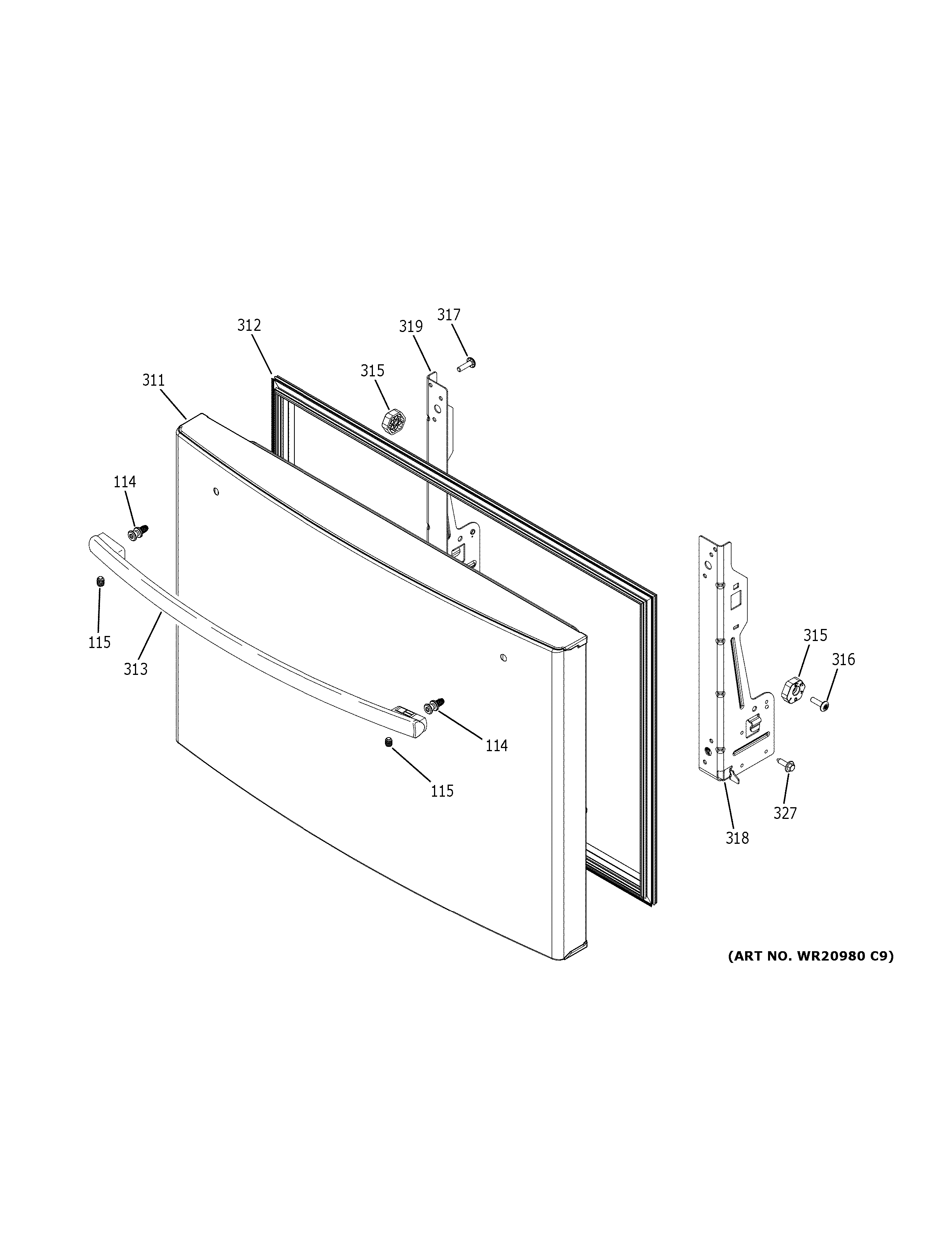 GE GFD28GELIDS freezer door diagram