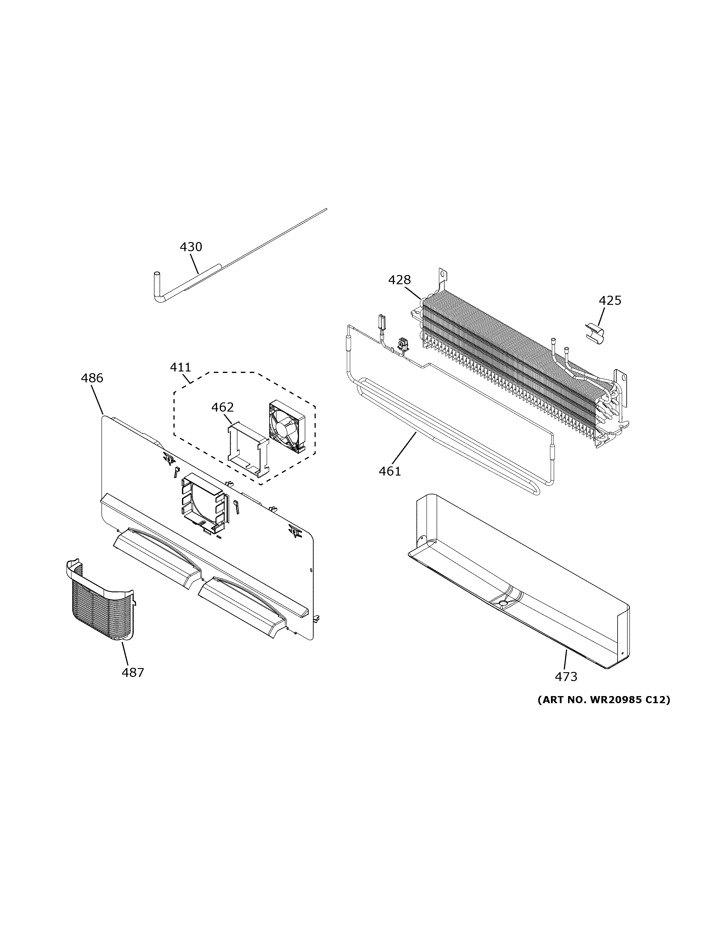 GE GWE23GENDDS freezer section diagram