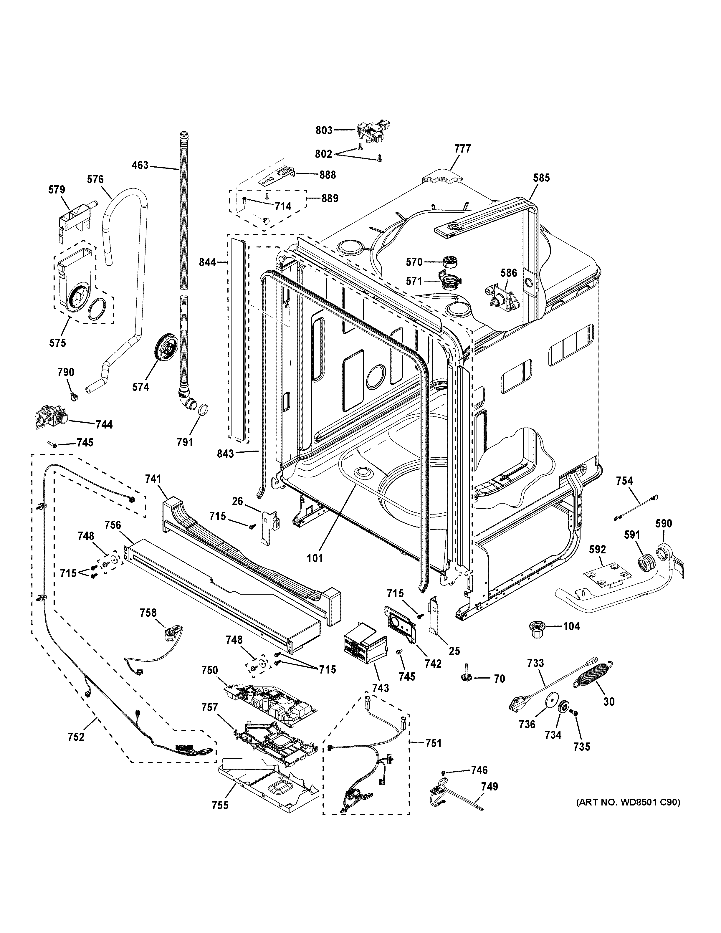 GE PDT715SMN8ES body parts (1) diagram