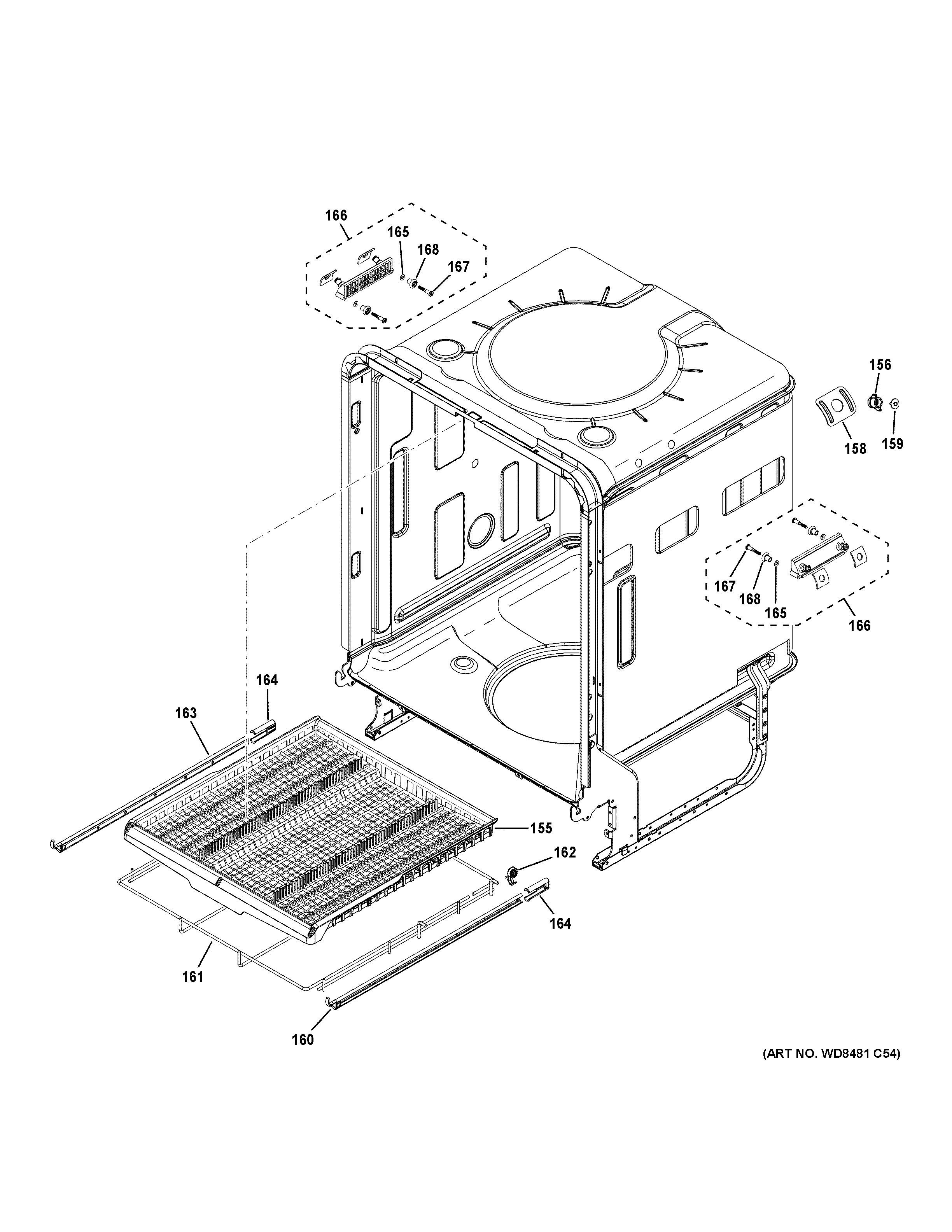 GE CDT845P4N8W2 body parts (2) diagram