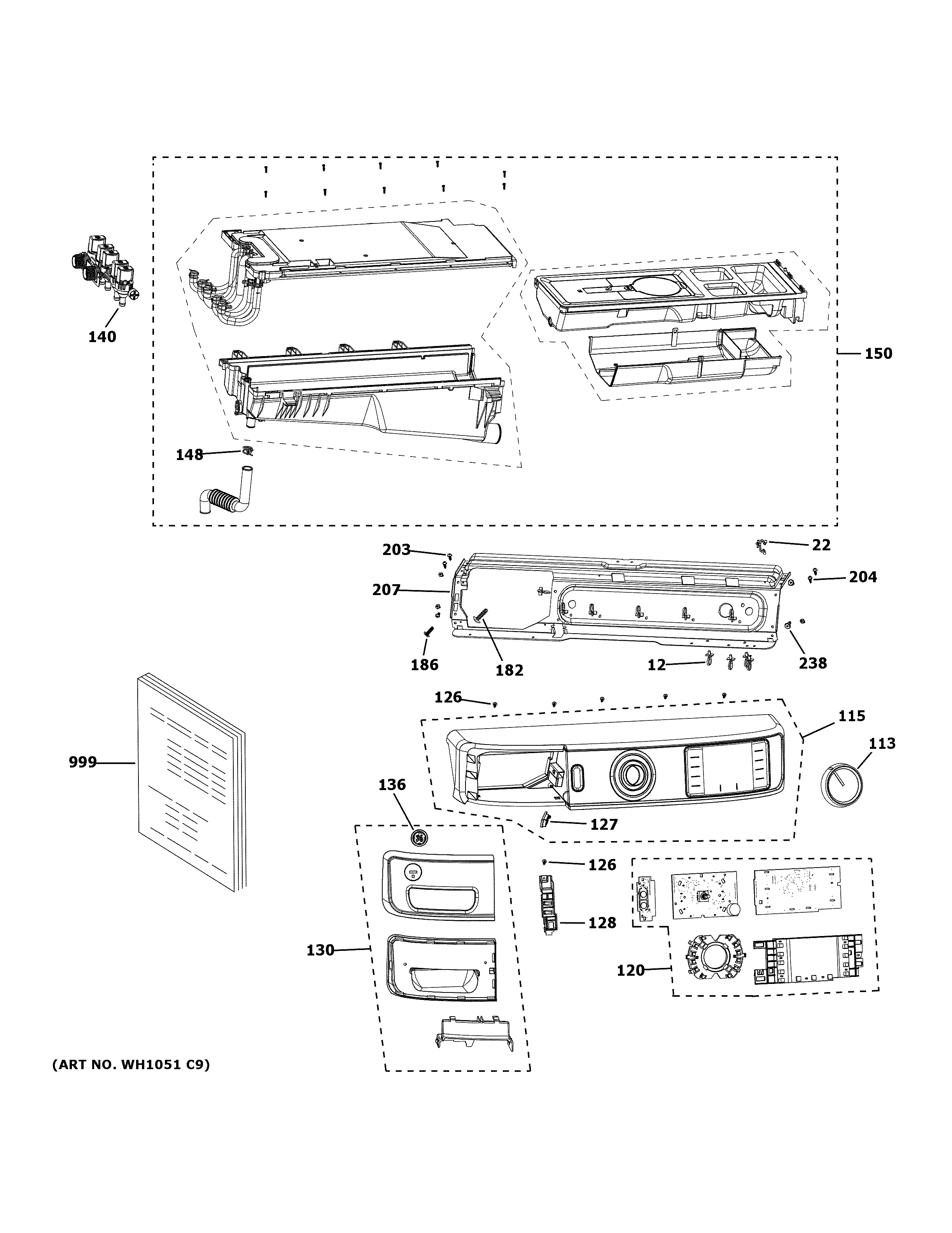 GE GFW650SSN4WW controls & dispenser diagram