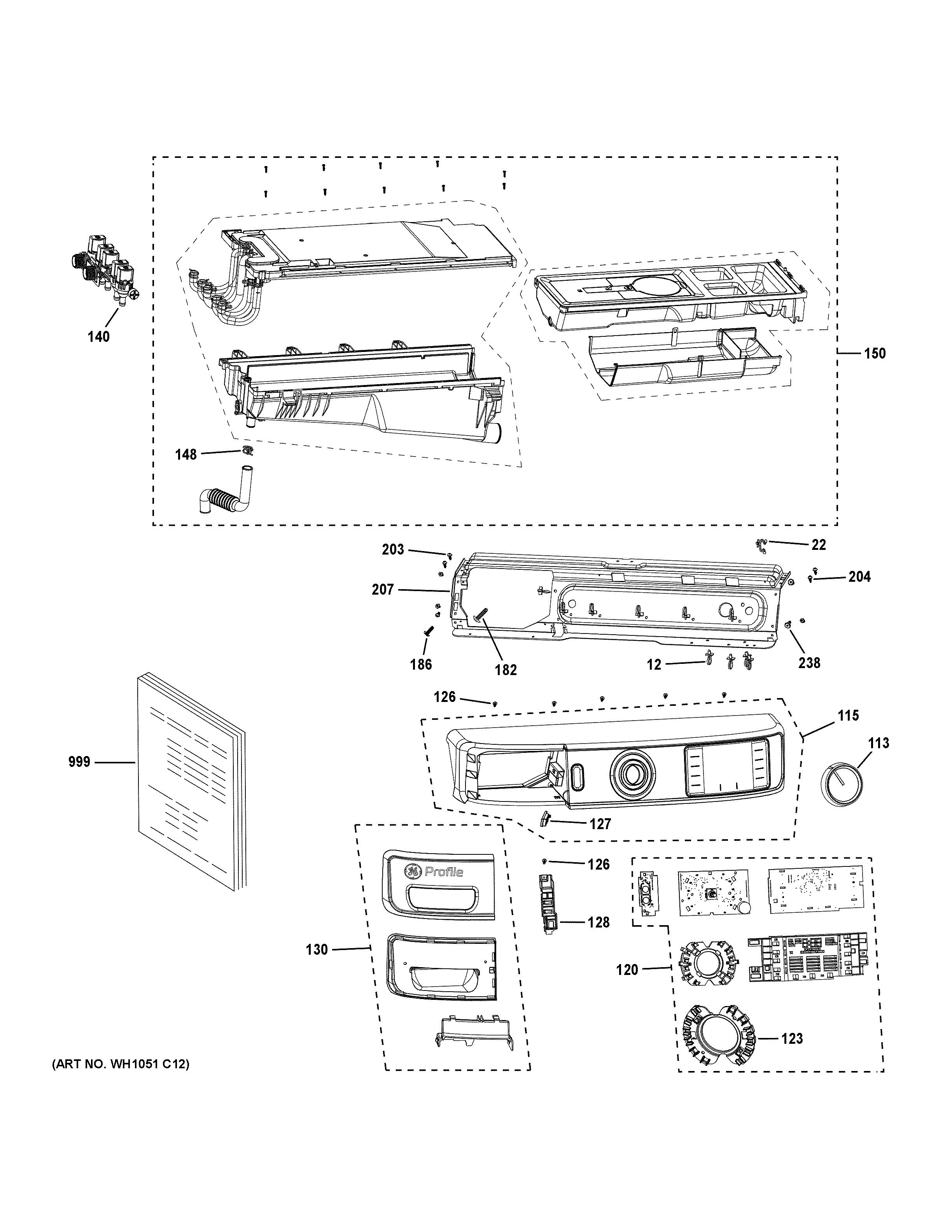 GE PFW950SPT2DS controls & dispenser diagram