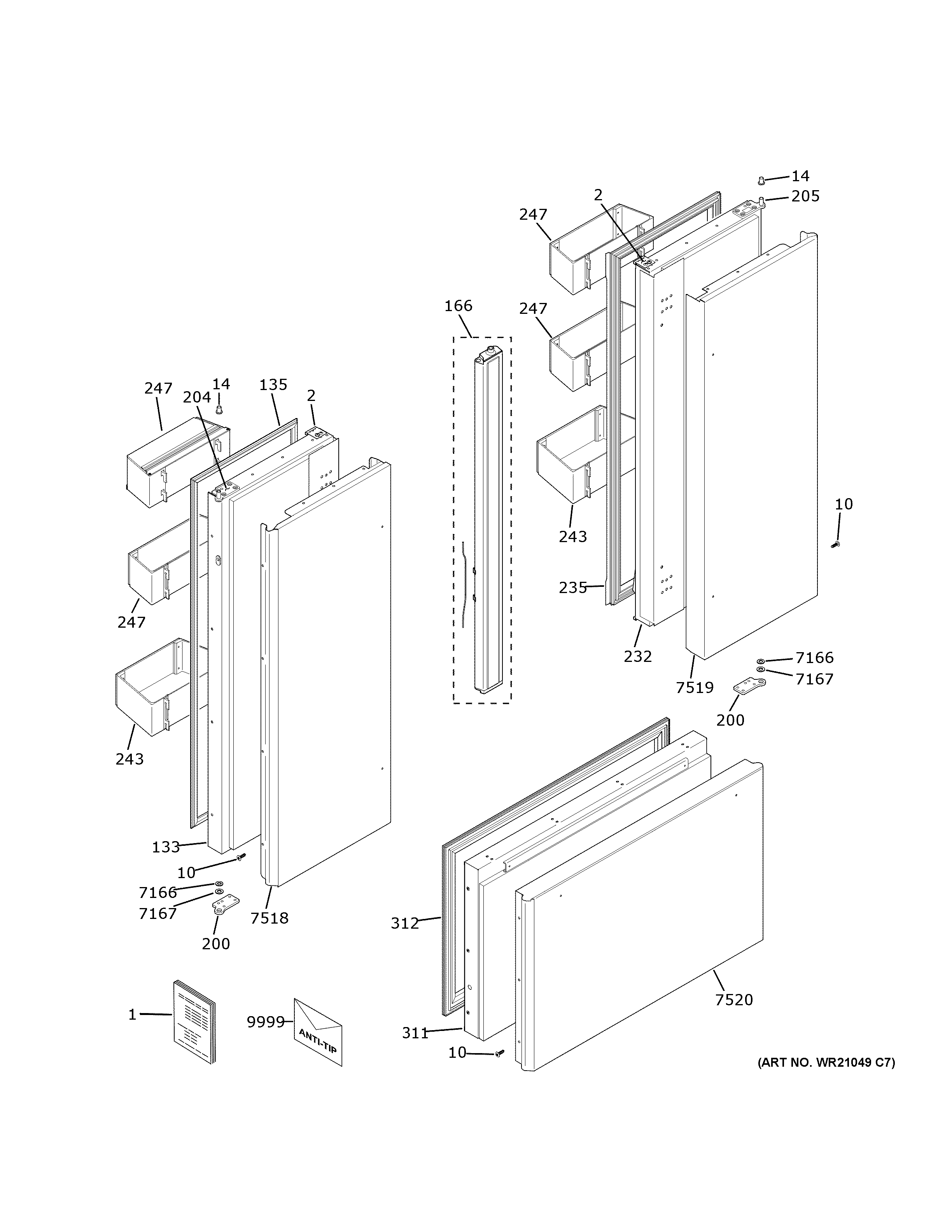 GE ZIPS360NNDSS doors diagram