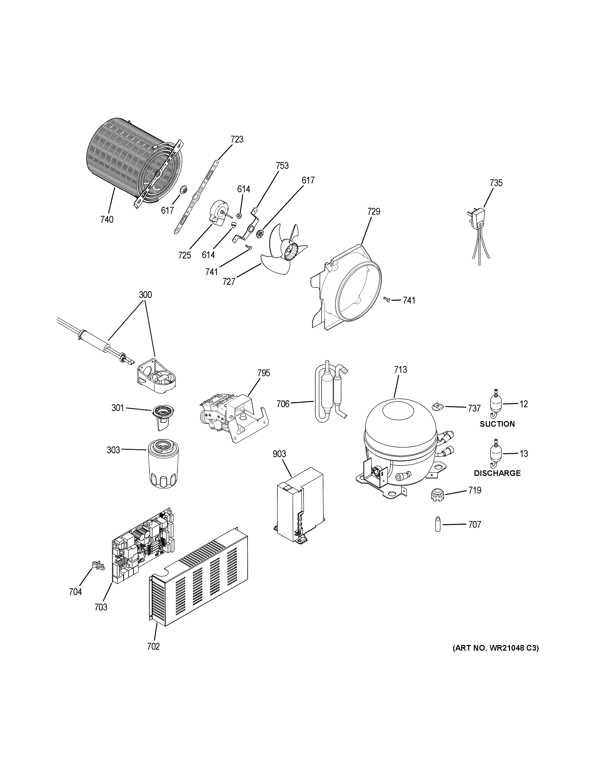 GE ZIPS360NNDSS machine compartment diagram