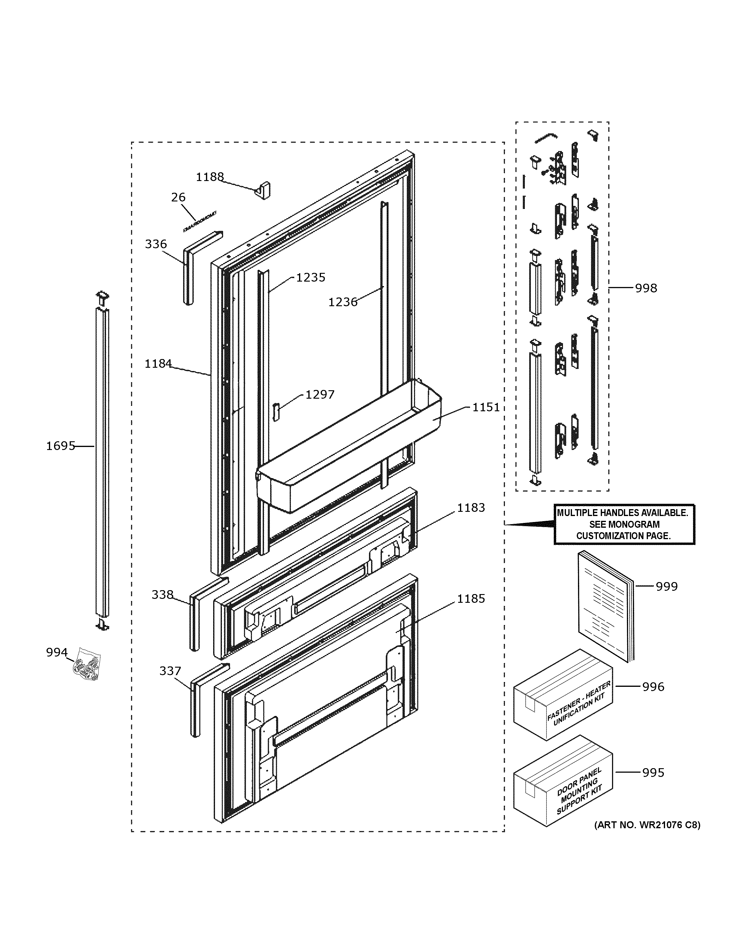 GE ZIC303NPPBII doors diagram