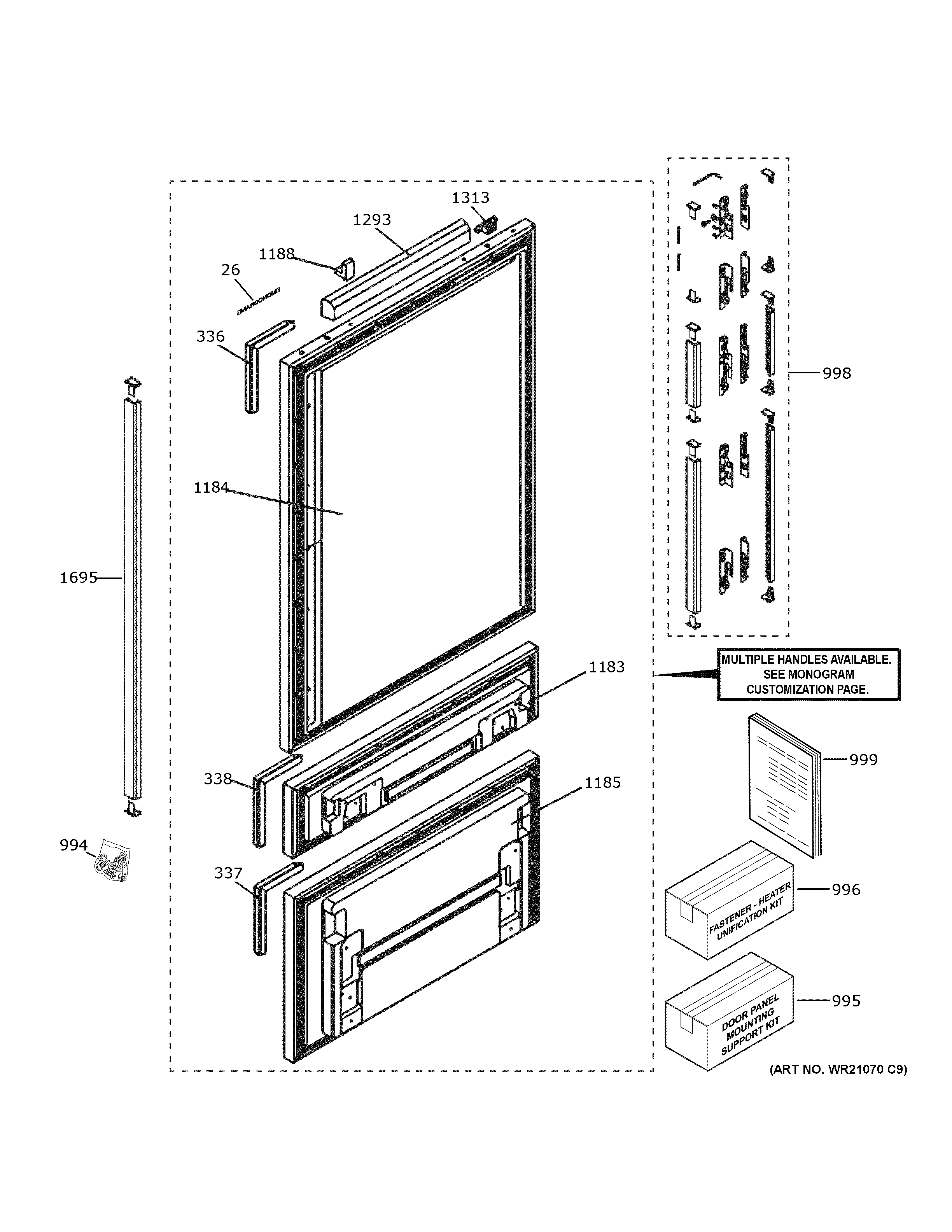 GE ZIK303NPPBII doors diagram