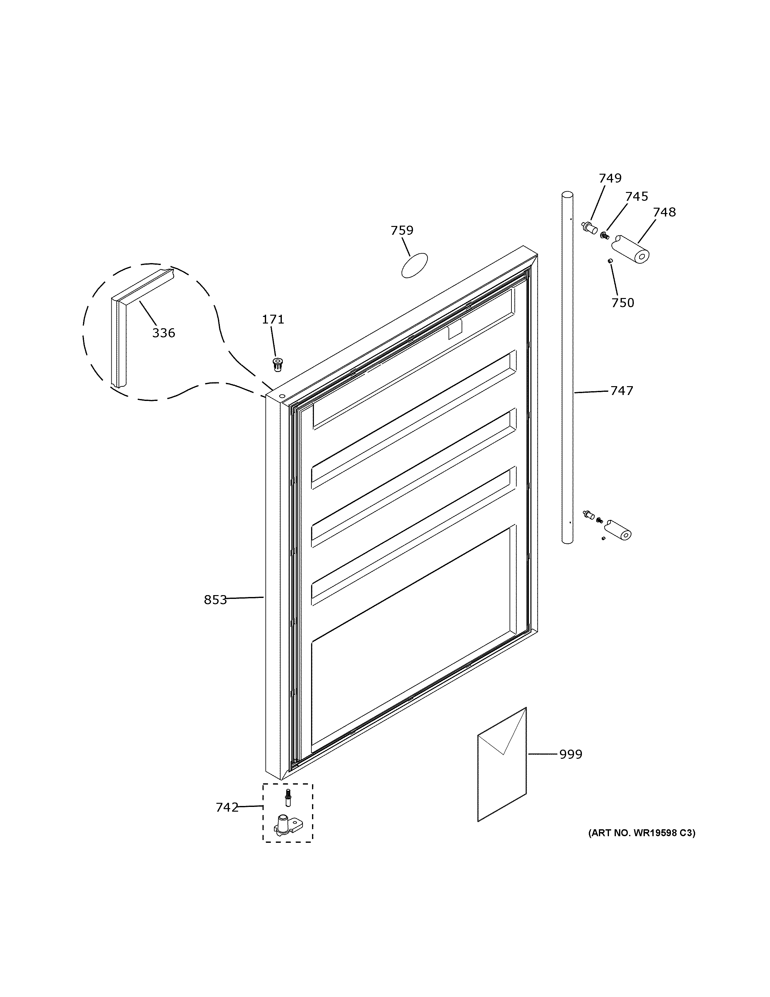 GE ZIBS240HASS door diagram