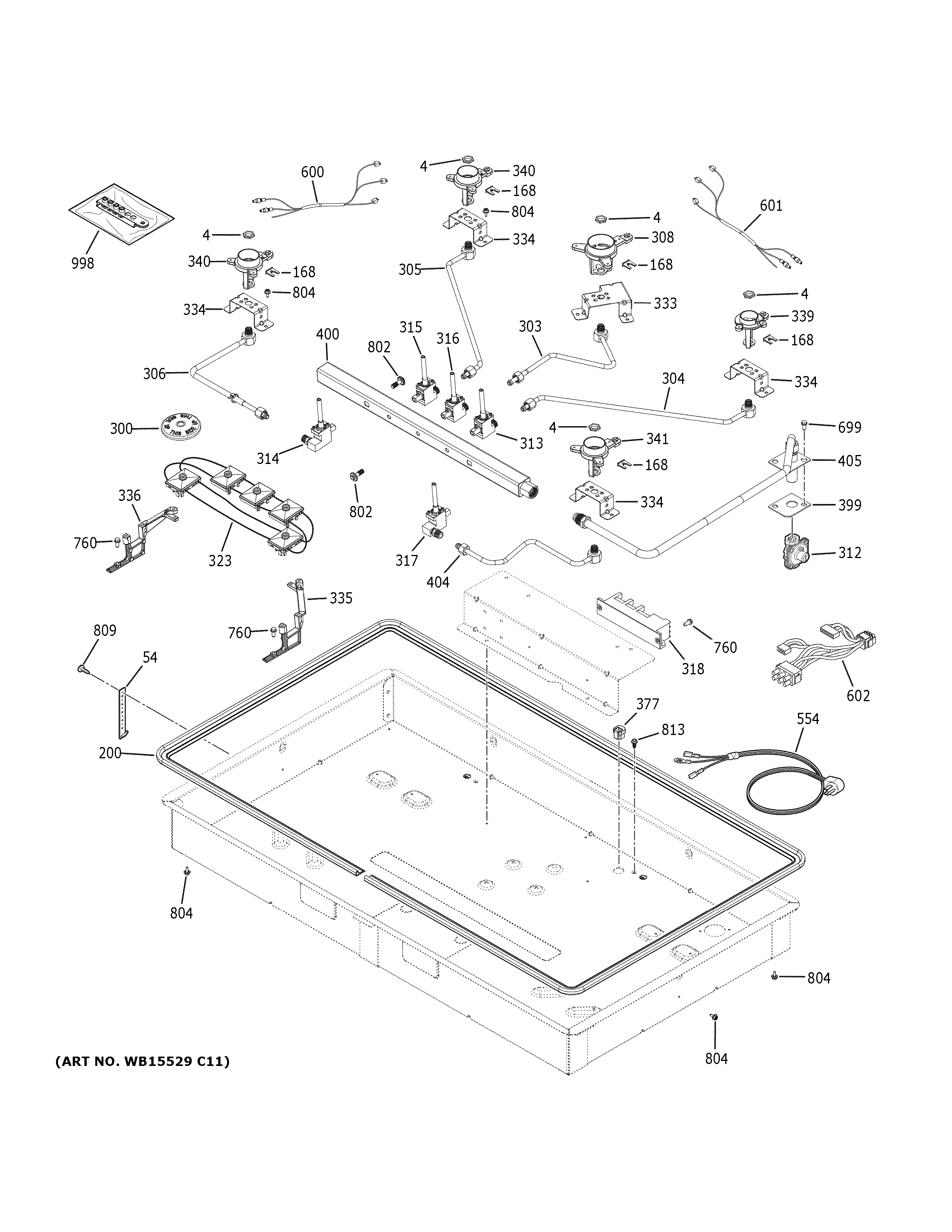 GE JGP5030SL1SS gas & burner parts diagram