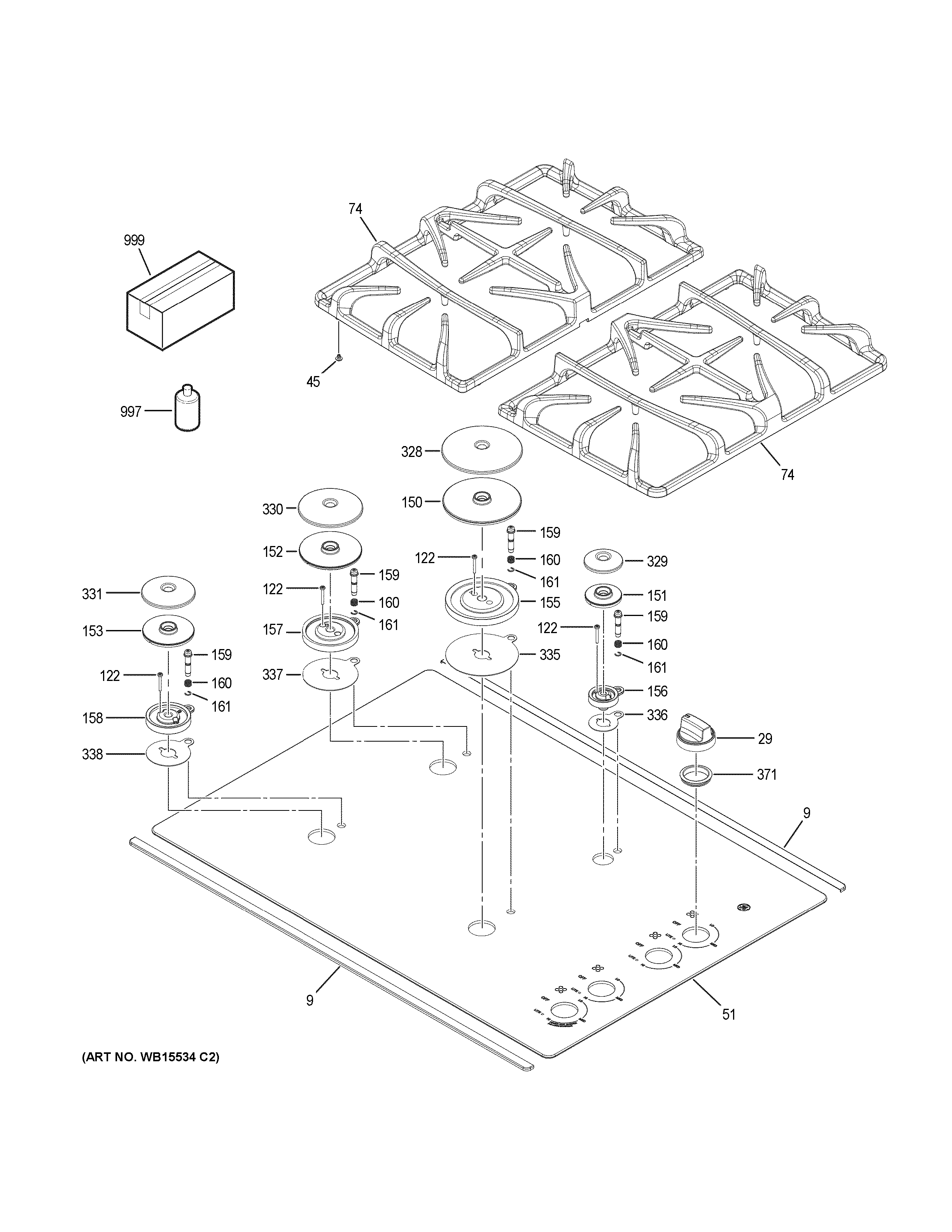 GE JGP5530SL1SS control panel & cooktop diagram