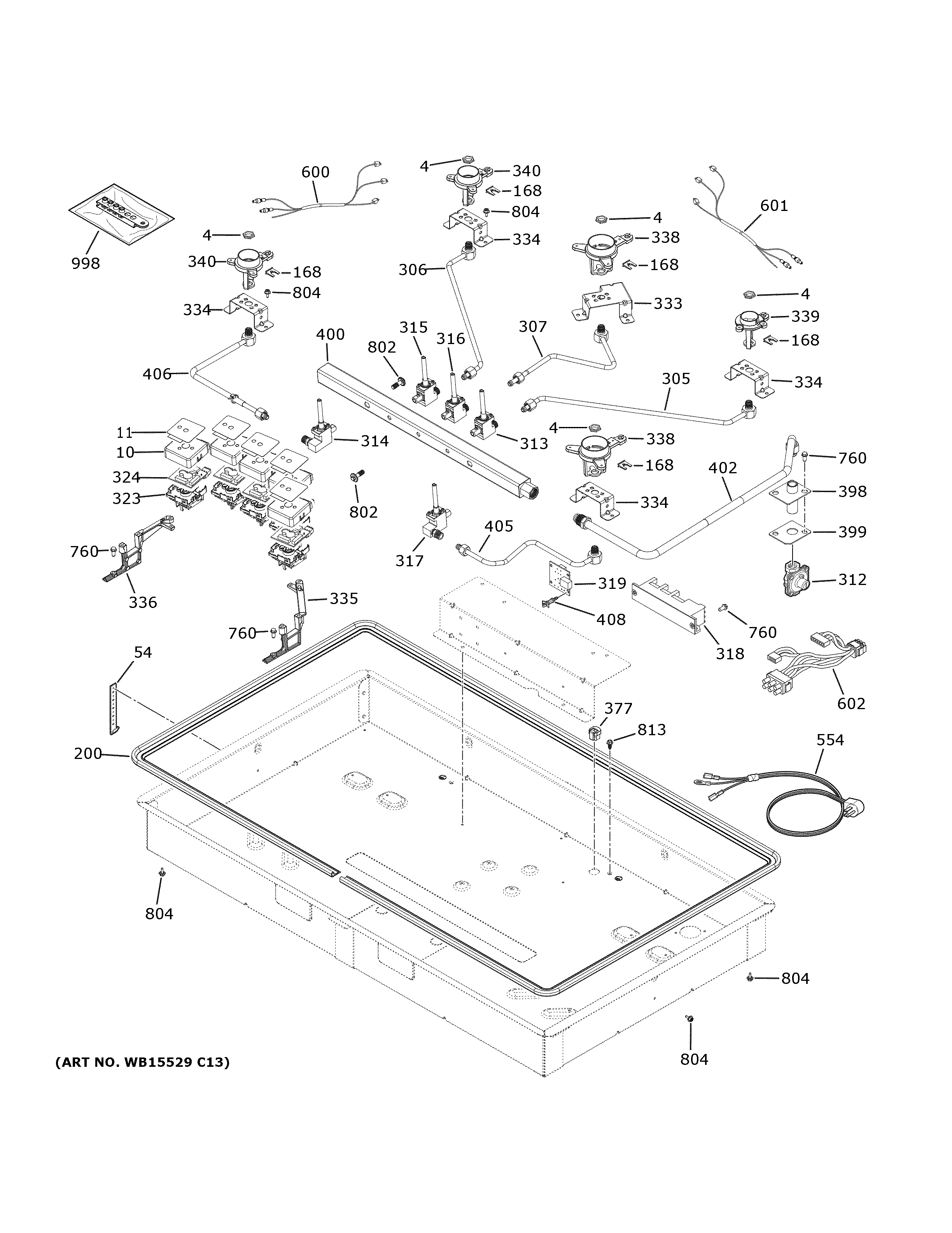 GE CGP70362N1S1 gas & burner parts diagram