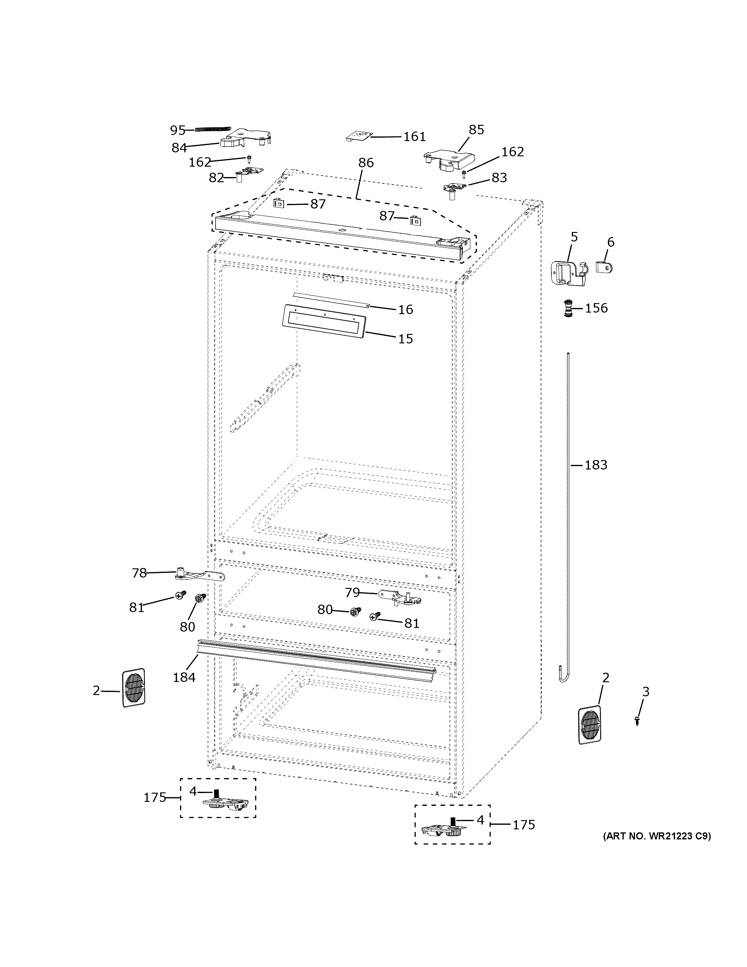 GE CXE22DP2PBS1 case parts diagram