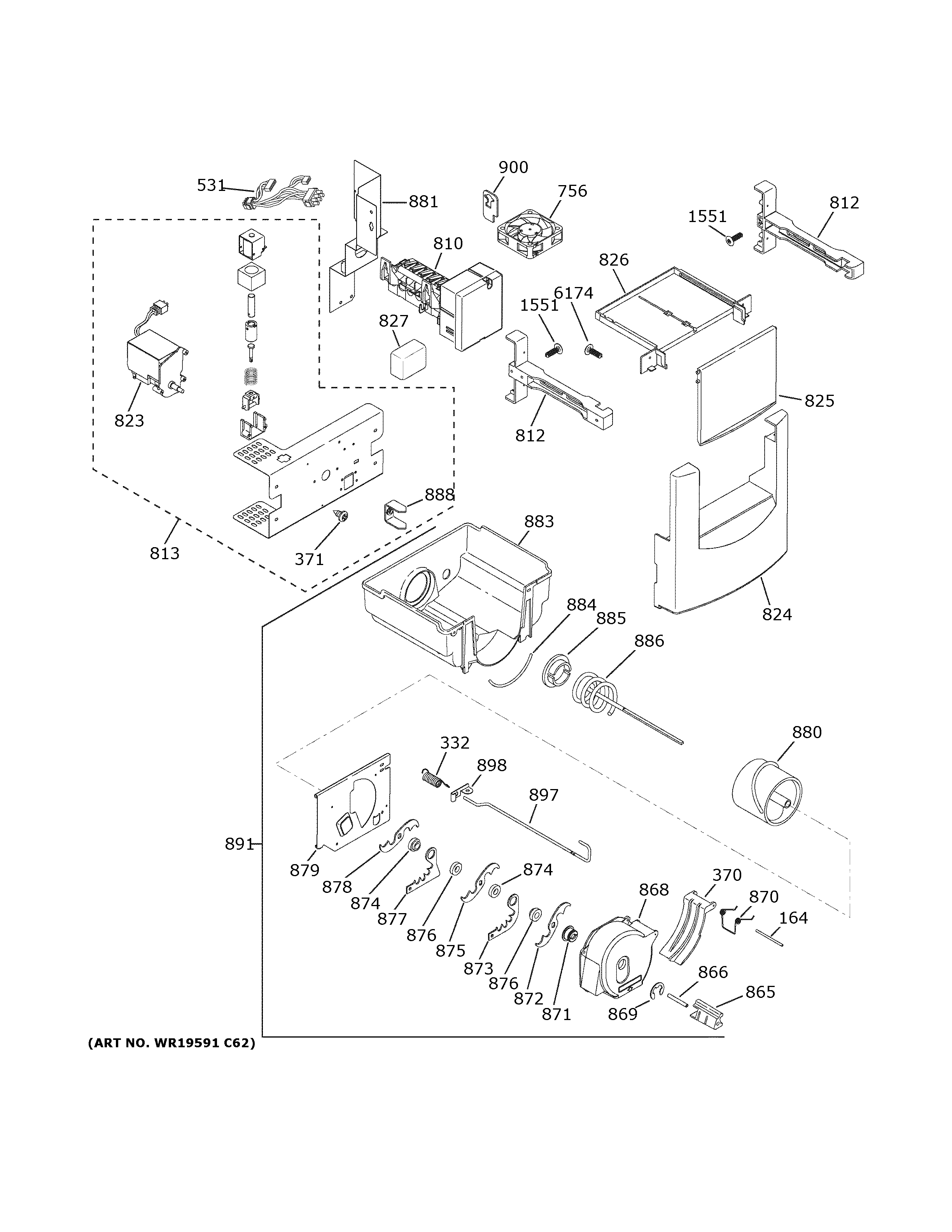 GE PSB42YSNKSS ice maker & dispenser diagram