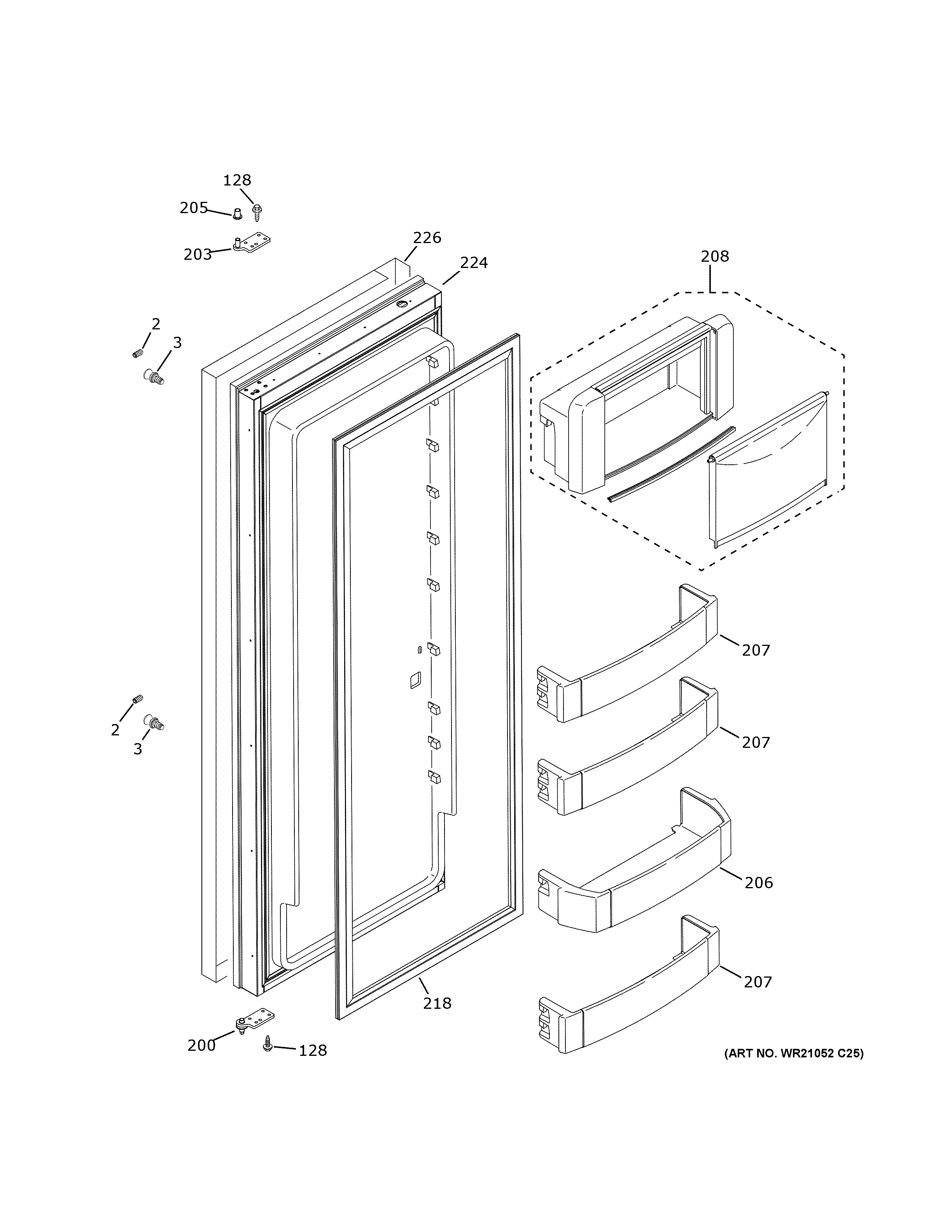 GE ZISS480DNKSS fresh food door diagram