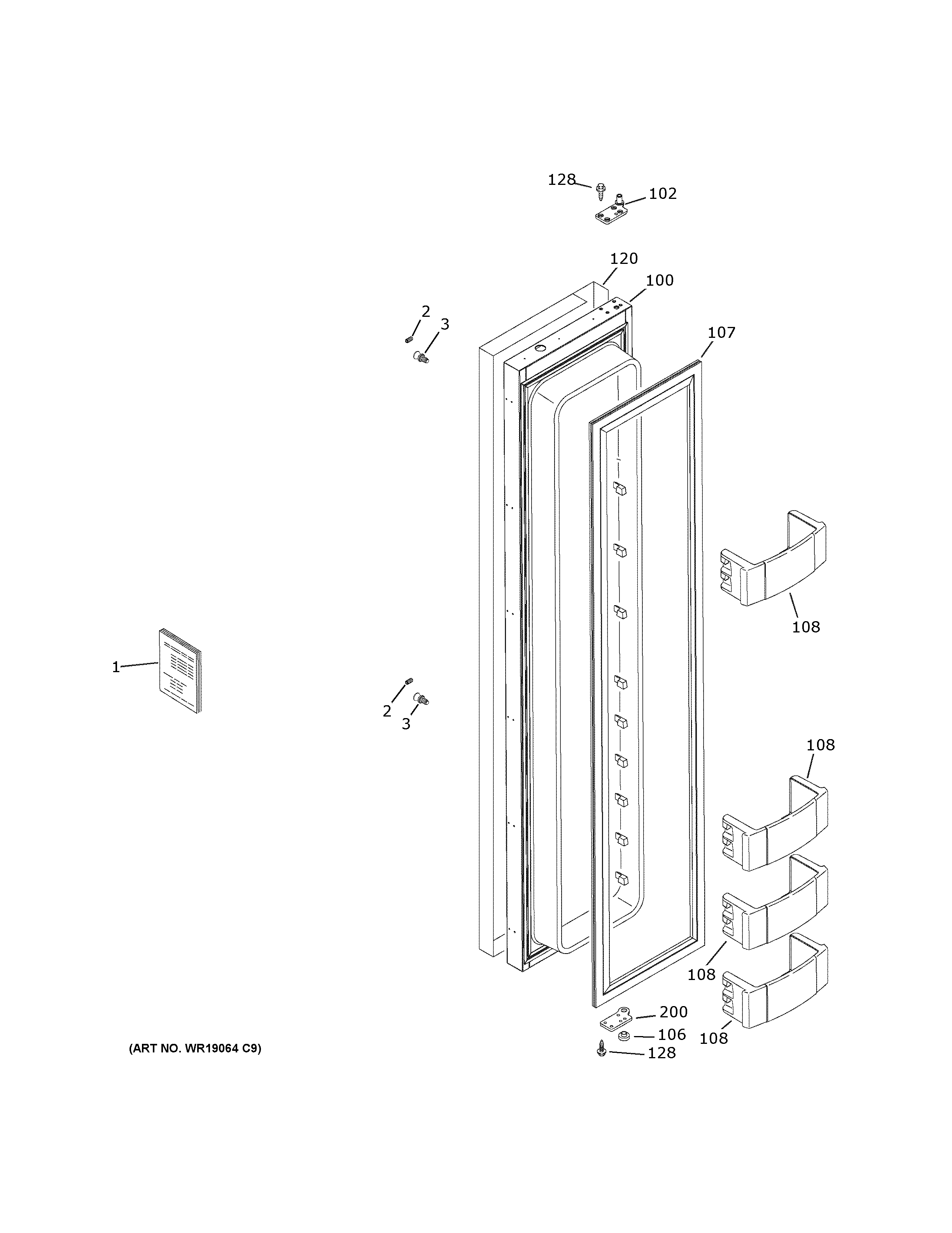 GE ZISS420NNKSS freezer door diagram
