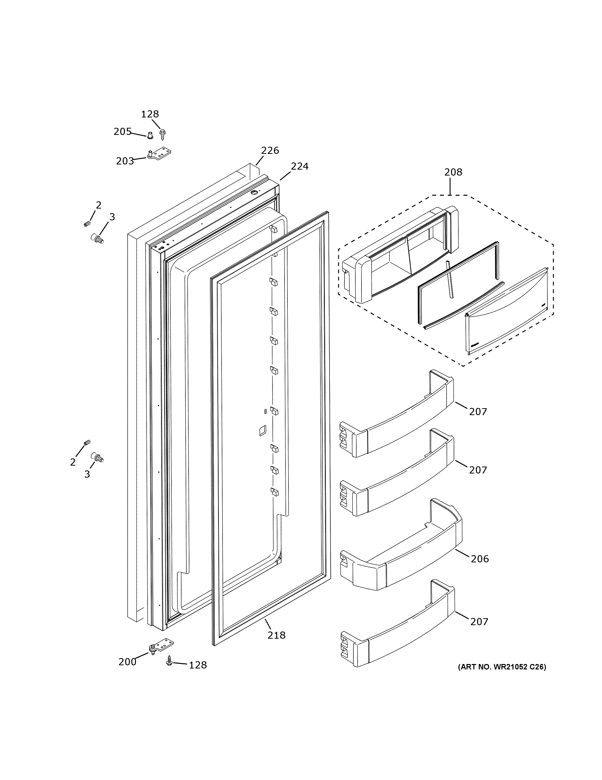GE ZISS420NNKSS fresh food door diagram