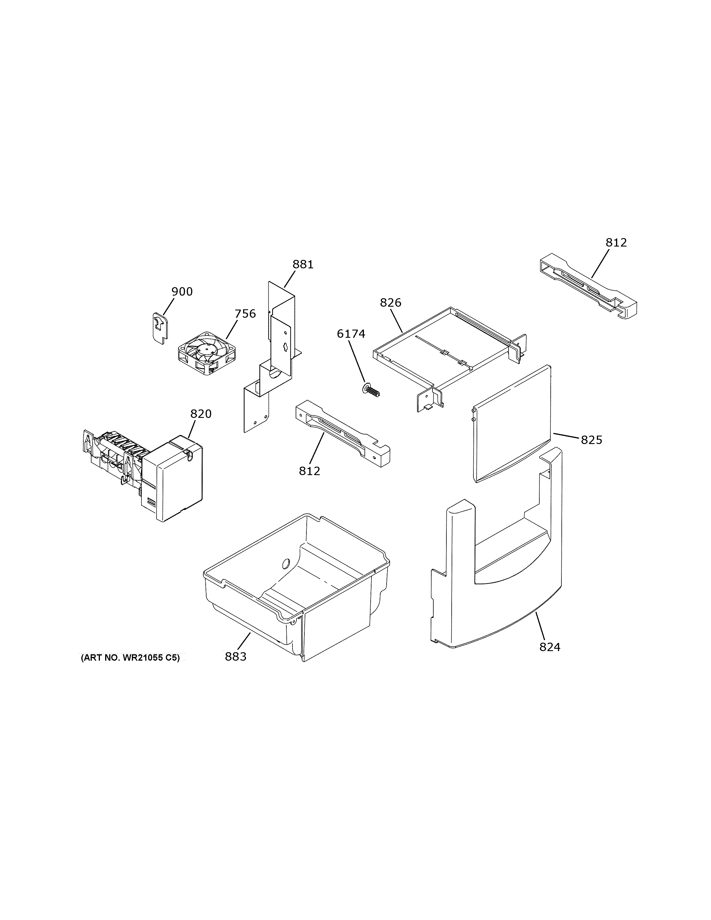 GE ZISS420NNKSS ice maker & dispenser diagram