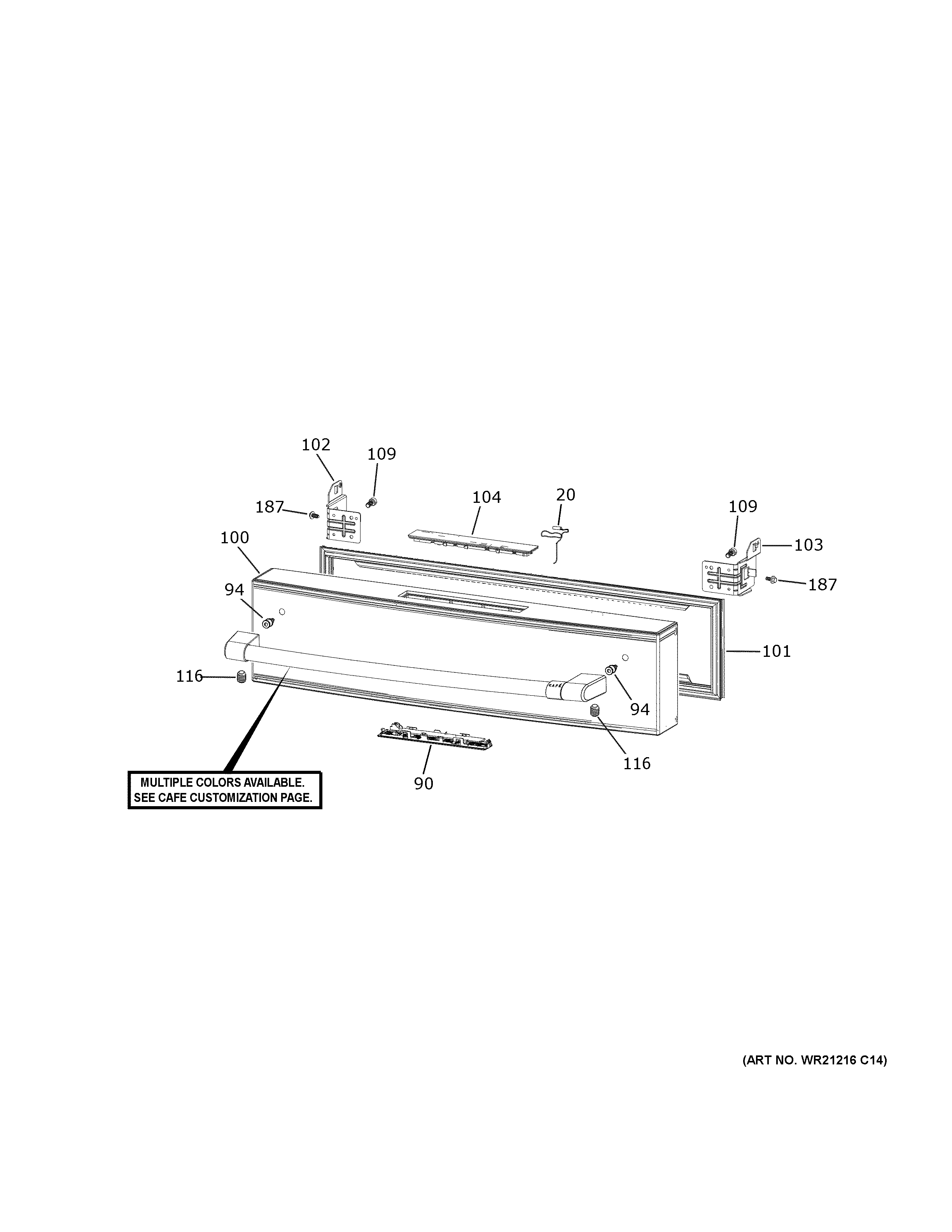 GE CXE22DP3PBD1 convertible drawer diagram