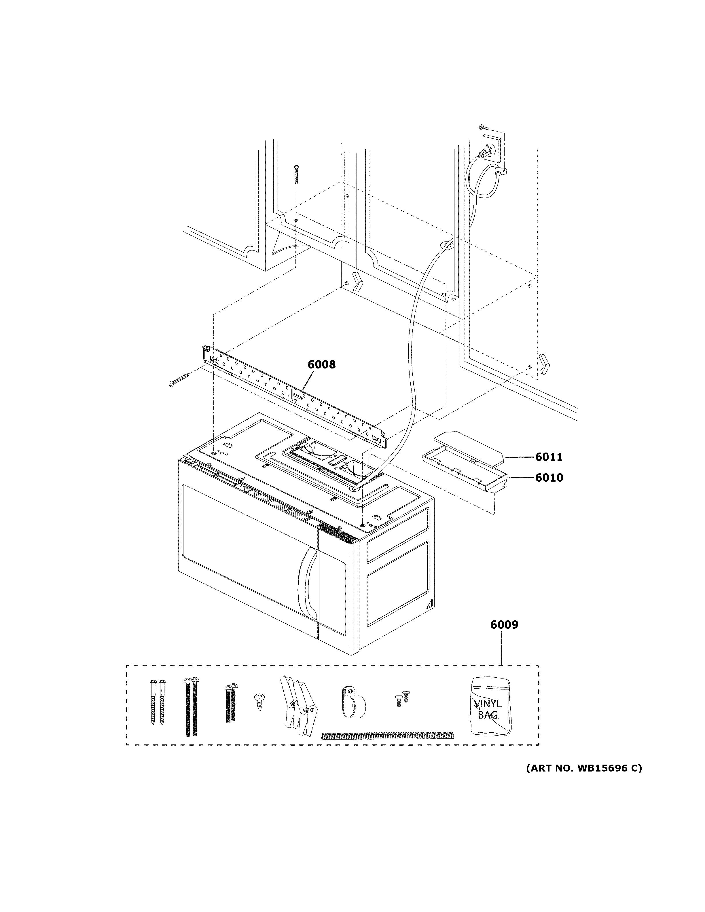 Hotpoint RVM5160DH8BB installation parts diagram